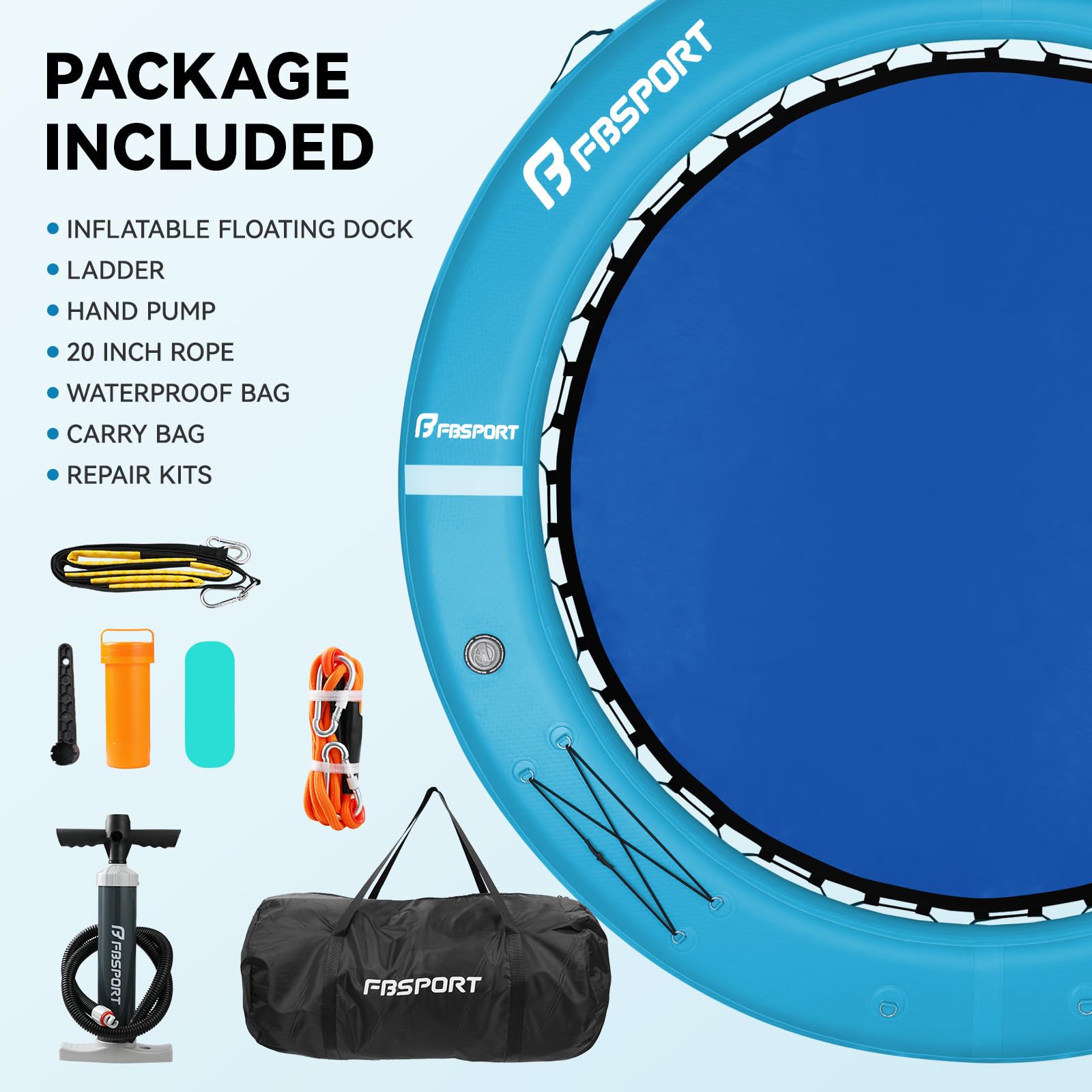 FBSPORT Isola Galleggiante Multi-Persona, Piattaforma Galleggiante Rotonda con portabicchieri, Isola Galleggiante Resistente Antiscivolo per Piscina, Lago e Mare, Dimensioni Opzionali 6/8/10 Piedi