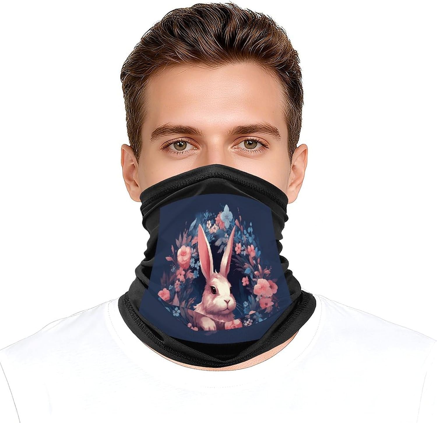Rabbit in Garland Face Mask for Men Women,Neck Gaiter Sunscreen Breathable,Face Cover for Skiing Fishing Hiking Cycling