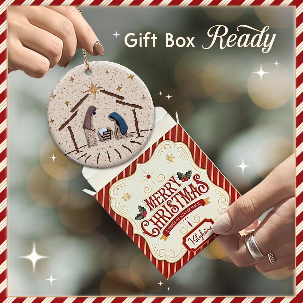 Nativity Scene Holiday Ornaments 2025 - Christian Nativity Decor, O Holy Night Christmas Ornament - Jesus Xmas Tree Decor, Religious Catholic Keepsake, Ideas for Christian - Image 4