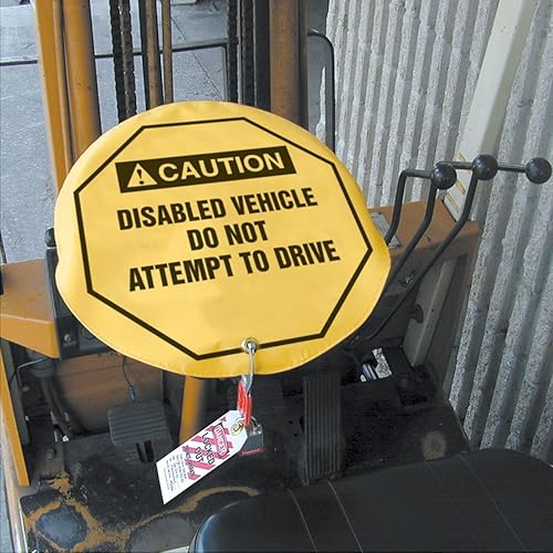 Miniatura 2 de Accuform NMC KDD717 - Funda para volante para etiquetado de bloqueo, estilo ANSI, leyenda "Caution Disabled Vehicle DO NOT...Drive", vinilo