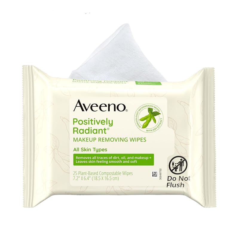 Lenços removedores de maquiagem Aveeno Calm + Restore sem fragrância, pacote com 25 unidades
