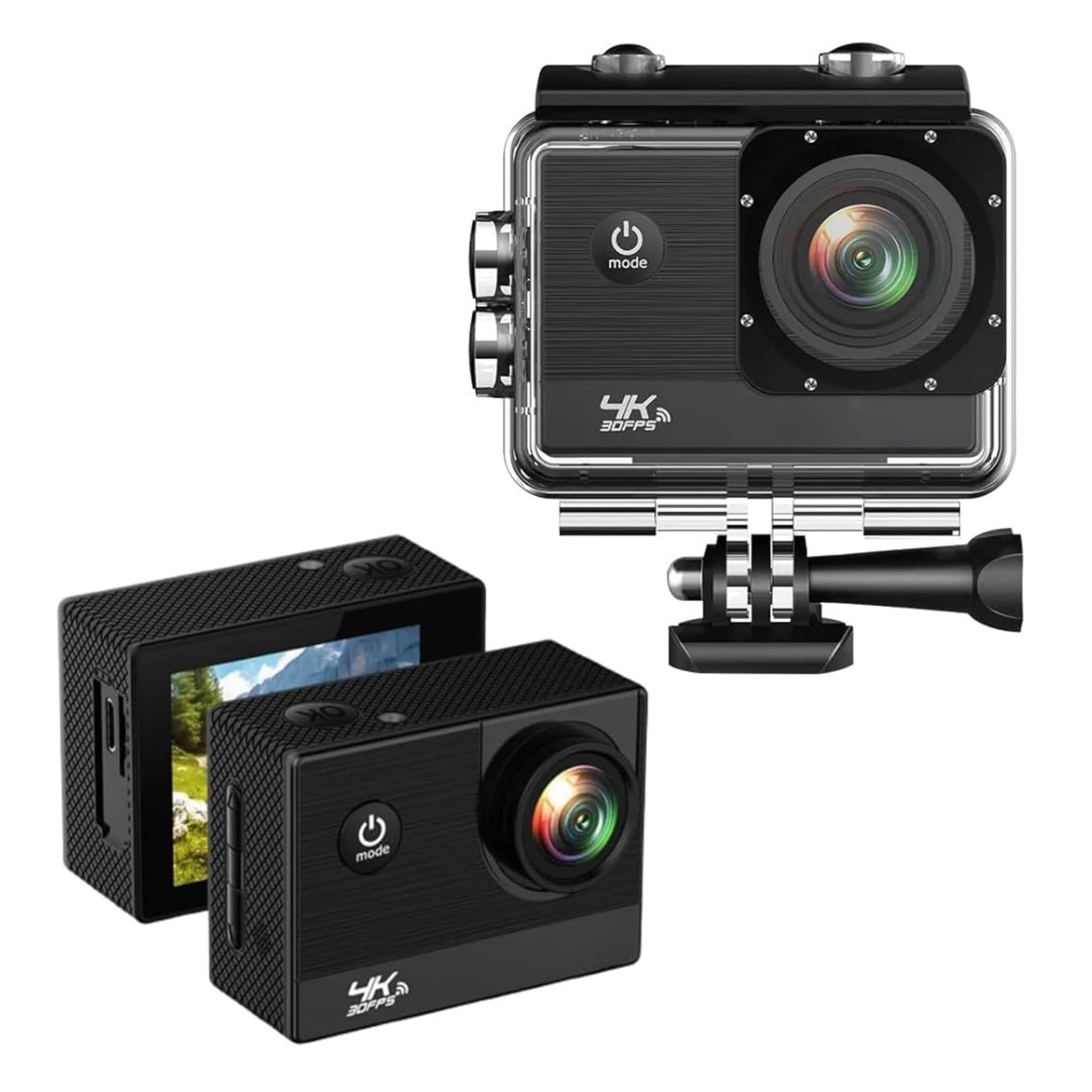 drumstone (𝗦𝗽𝗲𝗰𝗶𝗮𝗹 𝟱 𝗬𝗲𝗮𝗿𝘀 𝗪𝗮𝗿𝗿𝗮𝗻𝘁𝘆 4k waterproof action camera: wifi, 170° wide angle, 16mp photos, ultra bright screen, remote control, mounts for sports & underwater