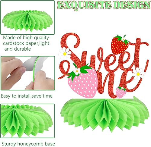 Miniatura 3 de Berry Sweet One - Centros de mesa de panal de abeja, decoración de mesa de primer cumpleaños, decoración de bayas para primer cumpleaños, centros de