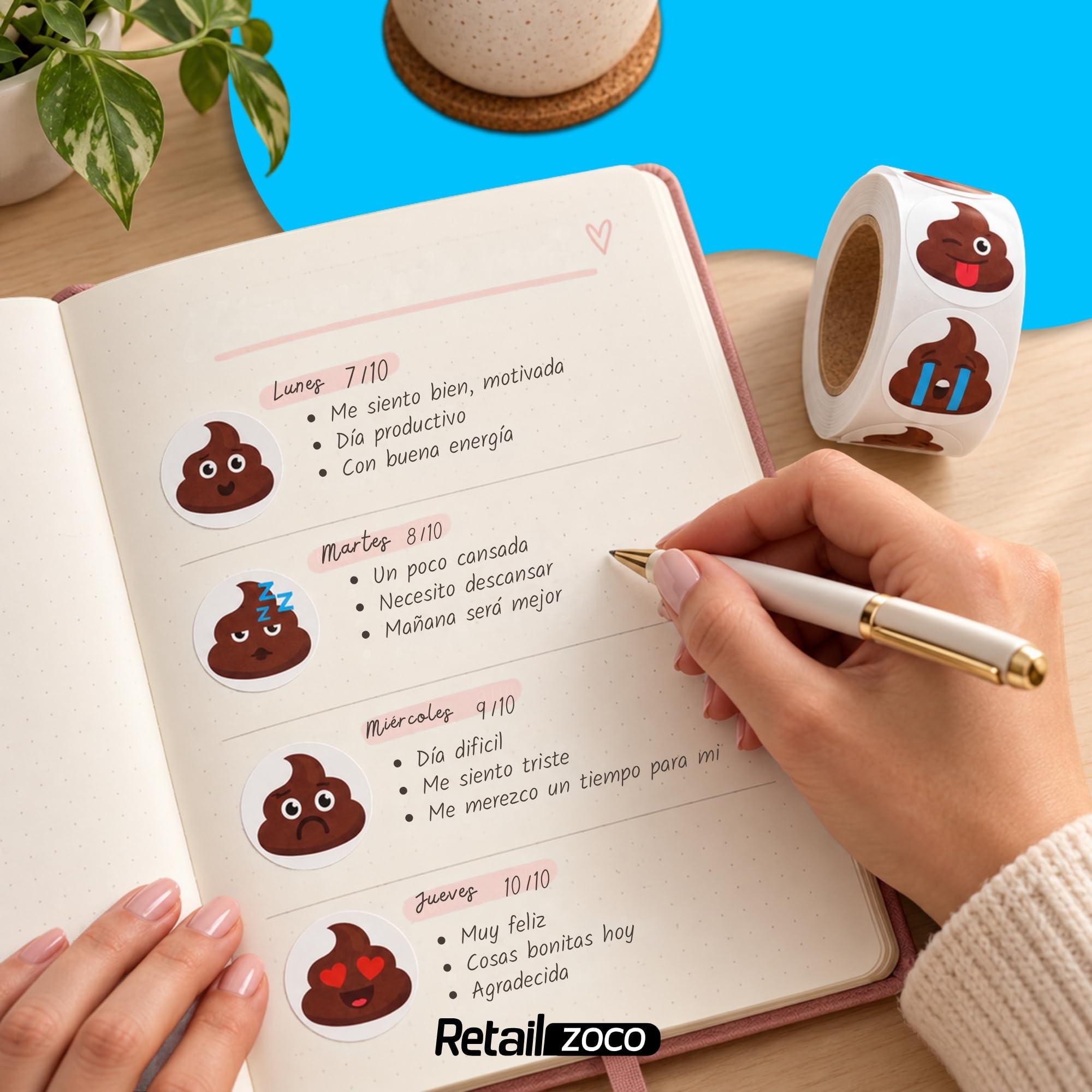 Rollo Pegatinas Emojis Cacas para niños, emoji stickers, 3 Unidades - imagen 5