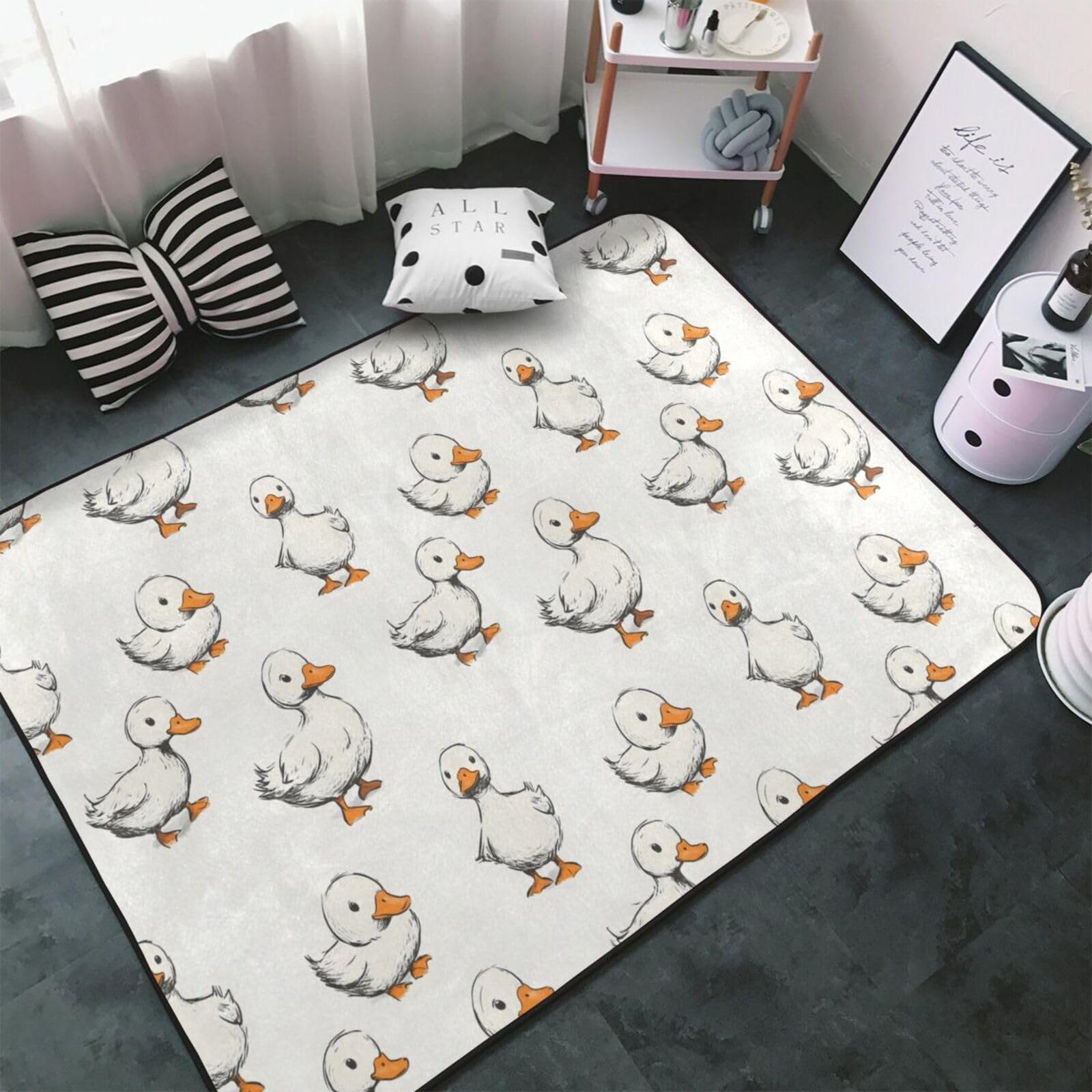 Tapis de salon canard mignon lavable et antidérapant 152x99 cm