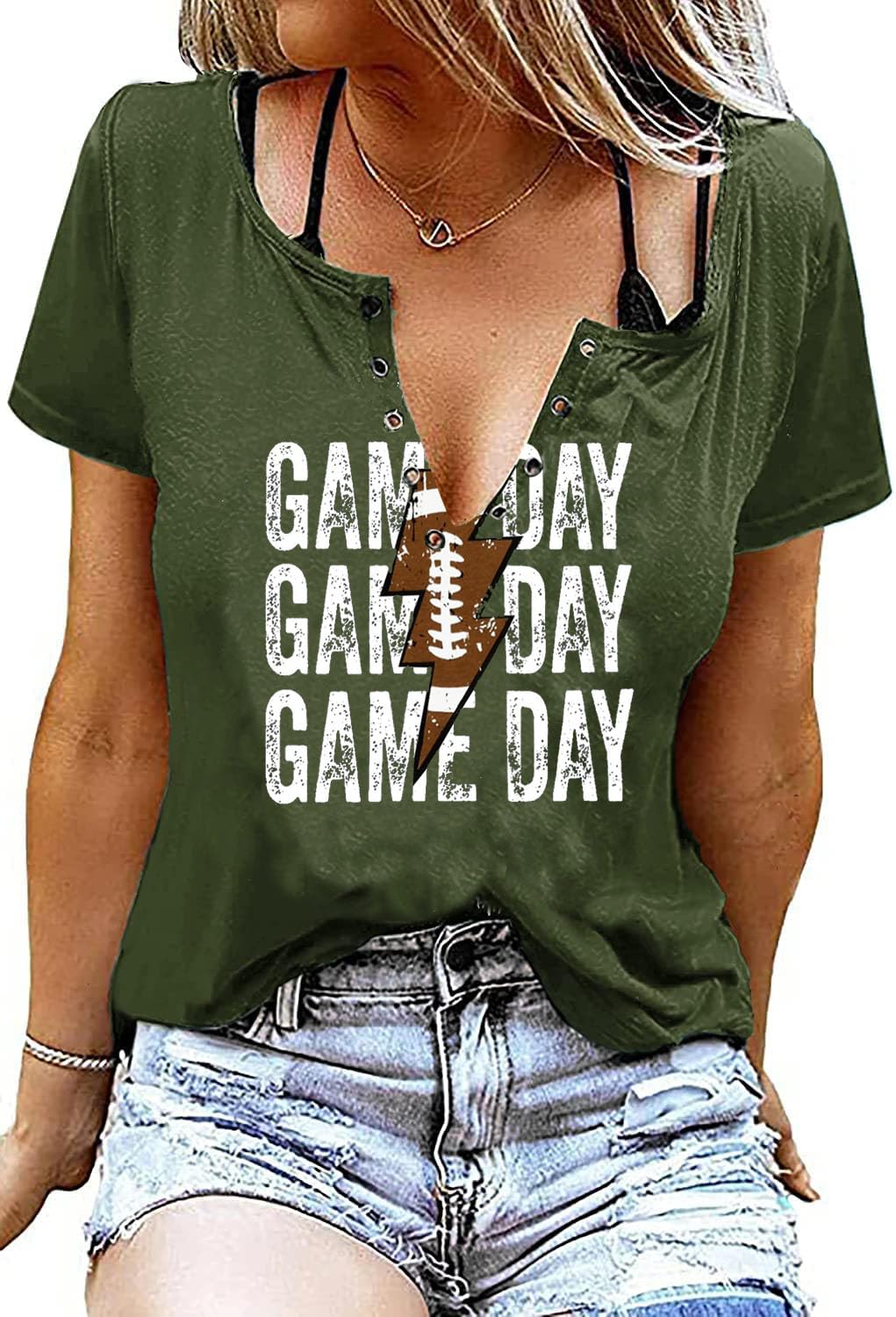 Game Day Outfits Shirts Women Funny Football Game Day Shirts for Teen Girls