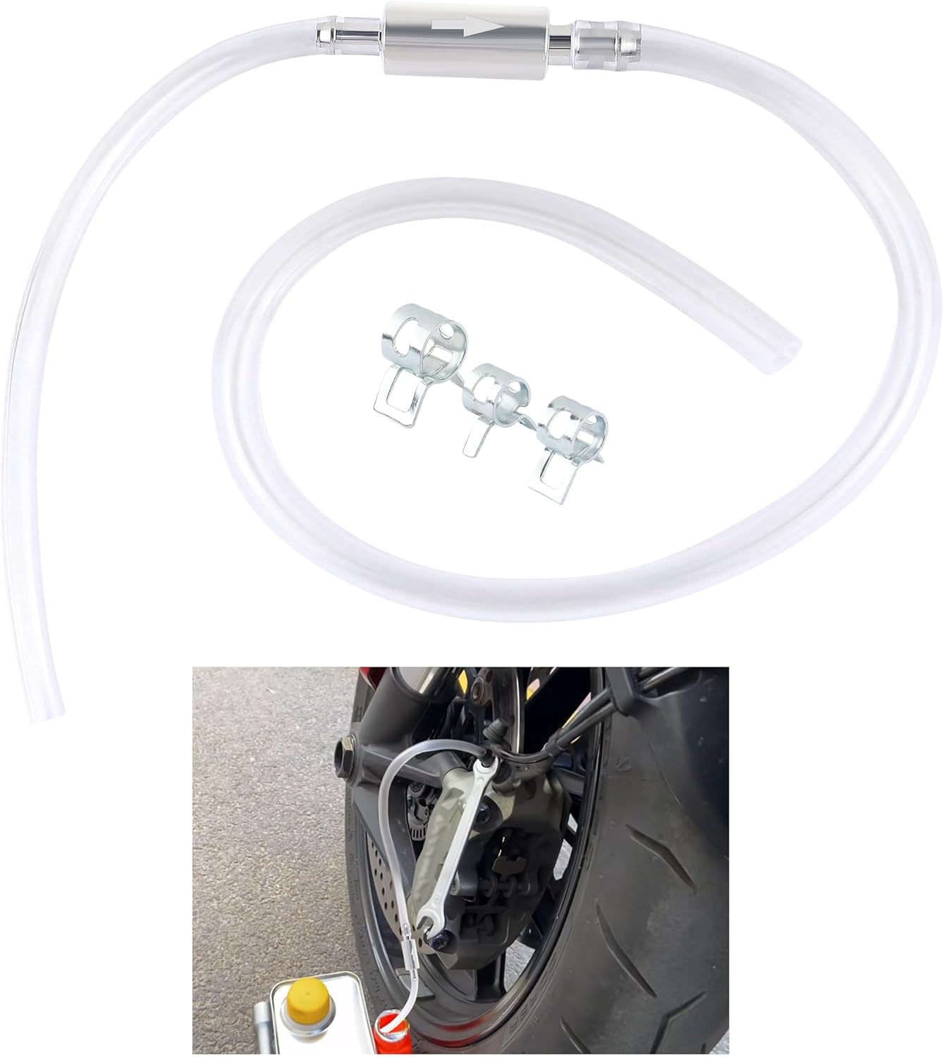 KIFIDAN Motorcycle Brake Bleeder Hose,One Way Check Valve