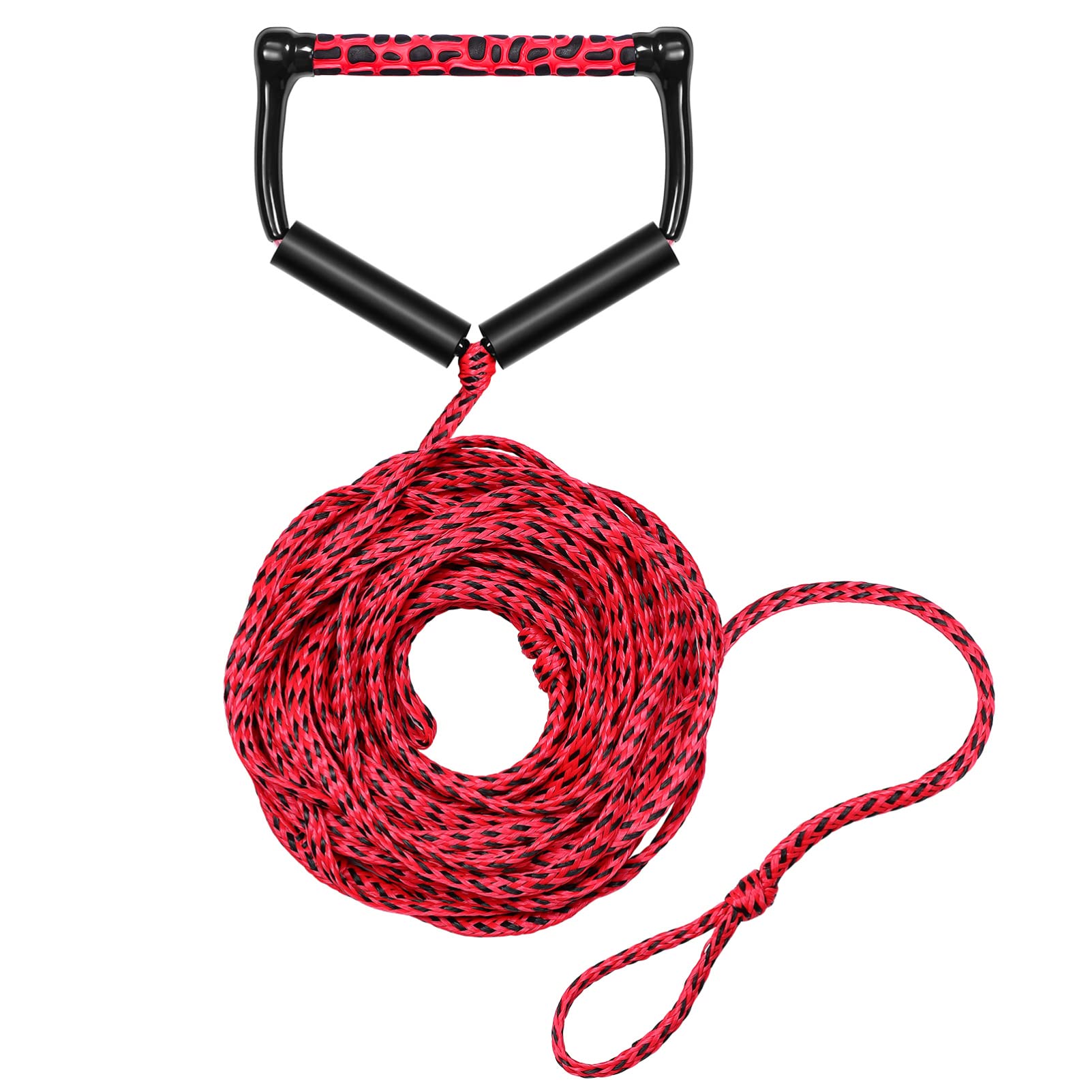 Rachlicy Corde De Wakeboard 24 Ft Avec 3 Poignées Flottantes, Rouge, Pour Ski Nautique Et Sports D'eau, Poignée Ergonomique