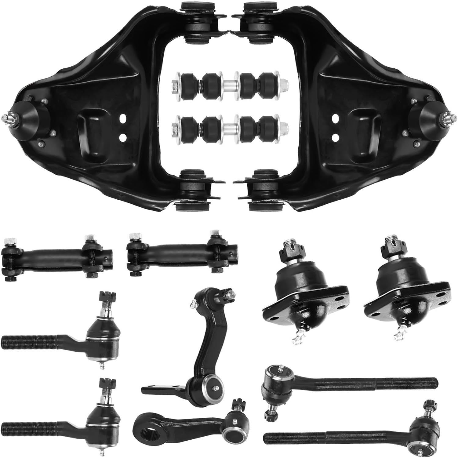 4WD Front Upper Control Arm with Ball Joints for Chevy S10 Blazer 98-05, for GMC Jimmy Sonoma 98-04, for Isuzu Hombre, for Oldsmobile Bravada Pitman Steering Idler Arm Tie Rod End Suspension Kit 14PCS