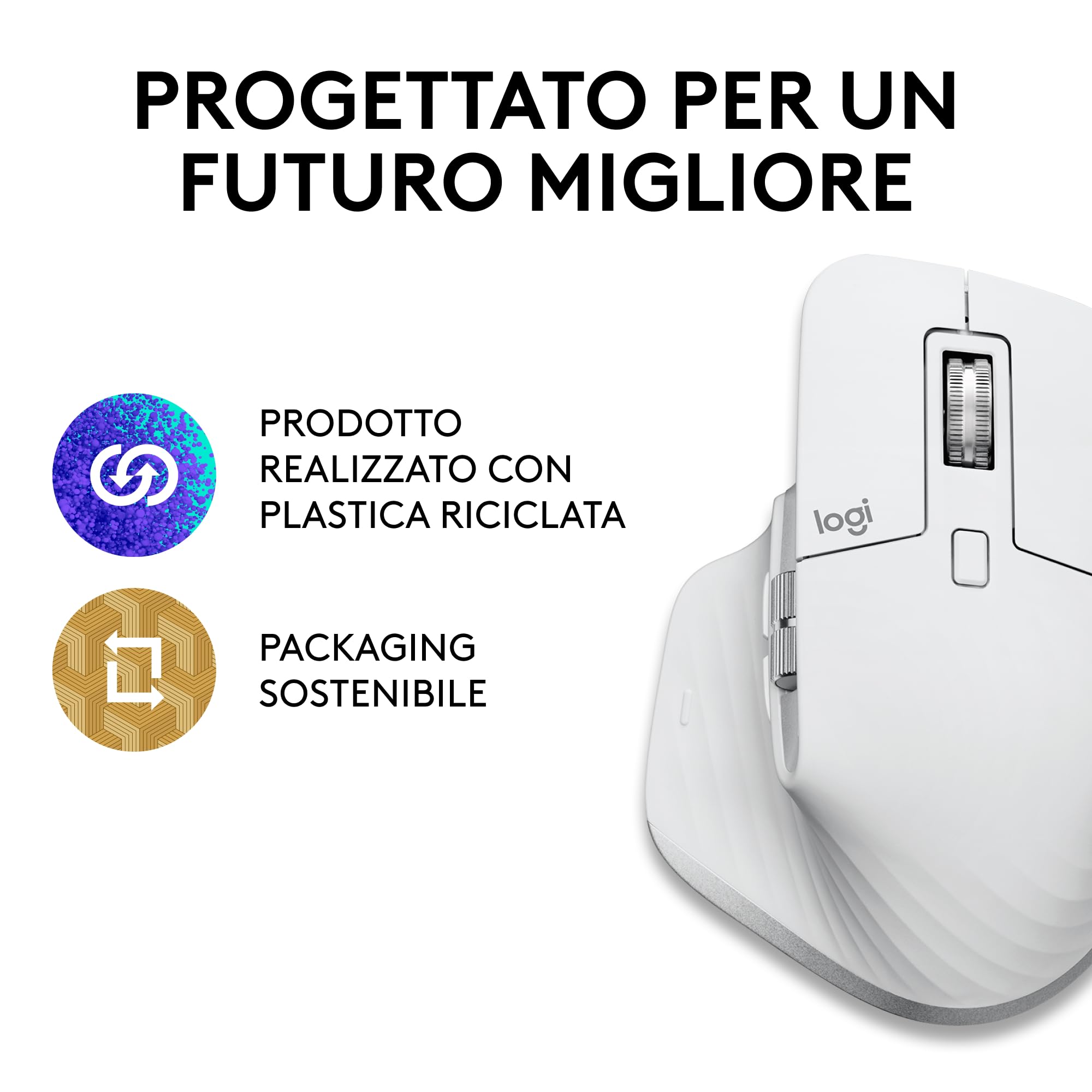Logitech MX Master 3S per Mac - Mouse Bluetooth Wireless | Scorrimento Ultraveloce, Ergo, 8K DPI, Click Silenziosi, Tracciamento su Vetro, USB-C, Apple, iPad - Pale Grey