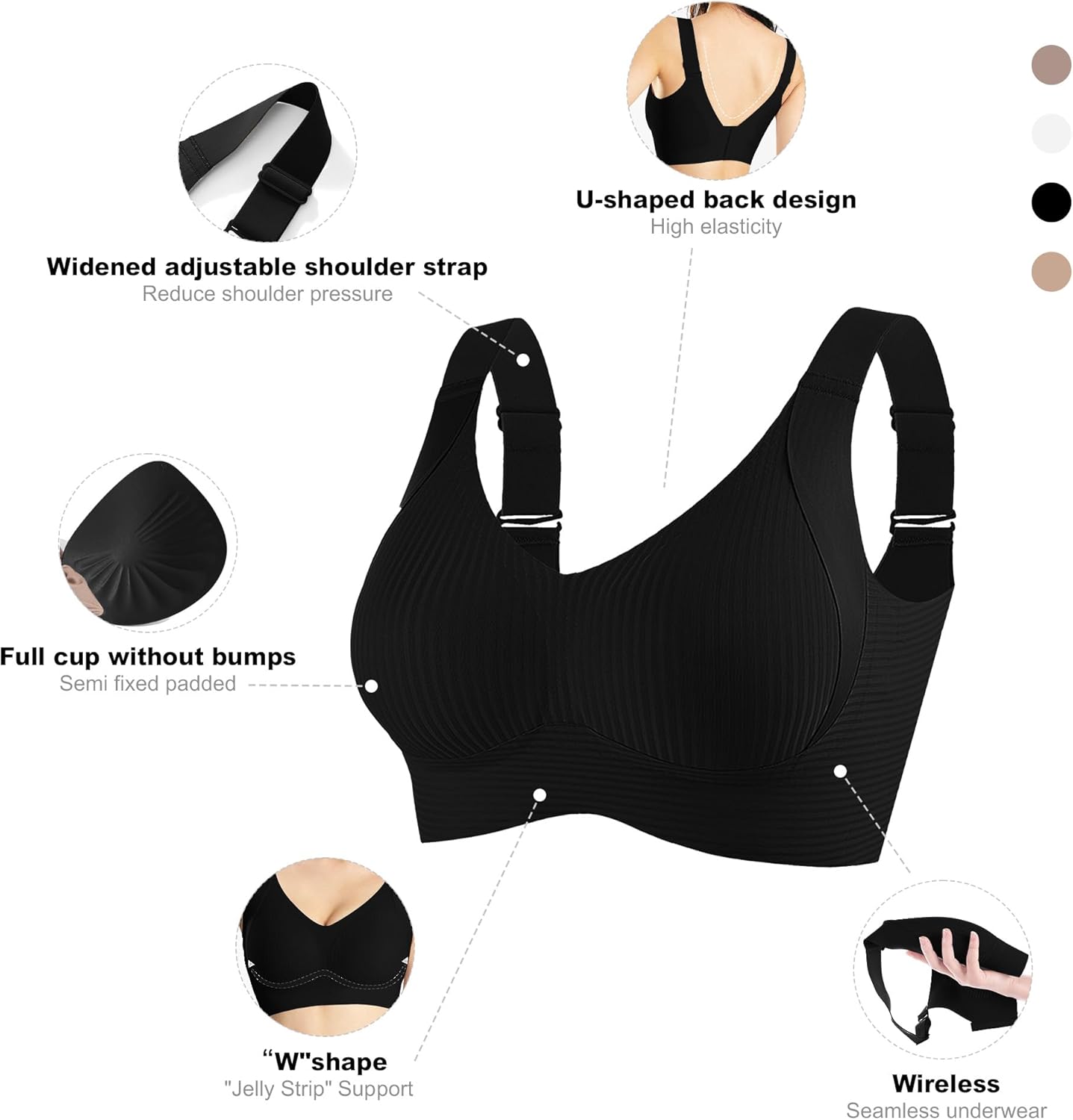 Plus-Size Airflow Comfort Bra Cooling Tech Full Coverage Seamless Padded Design Adjustable All-Purpose Wear - Image 2