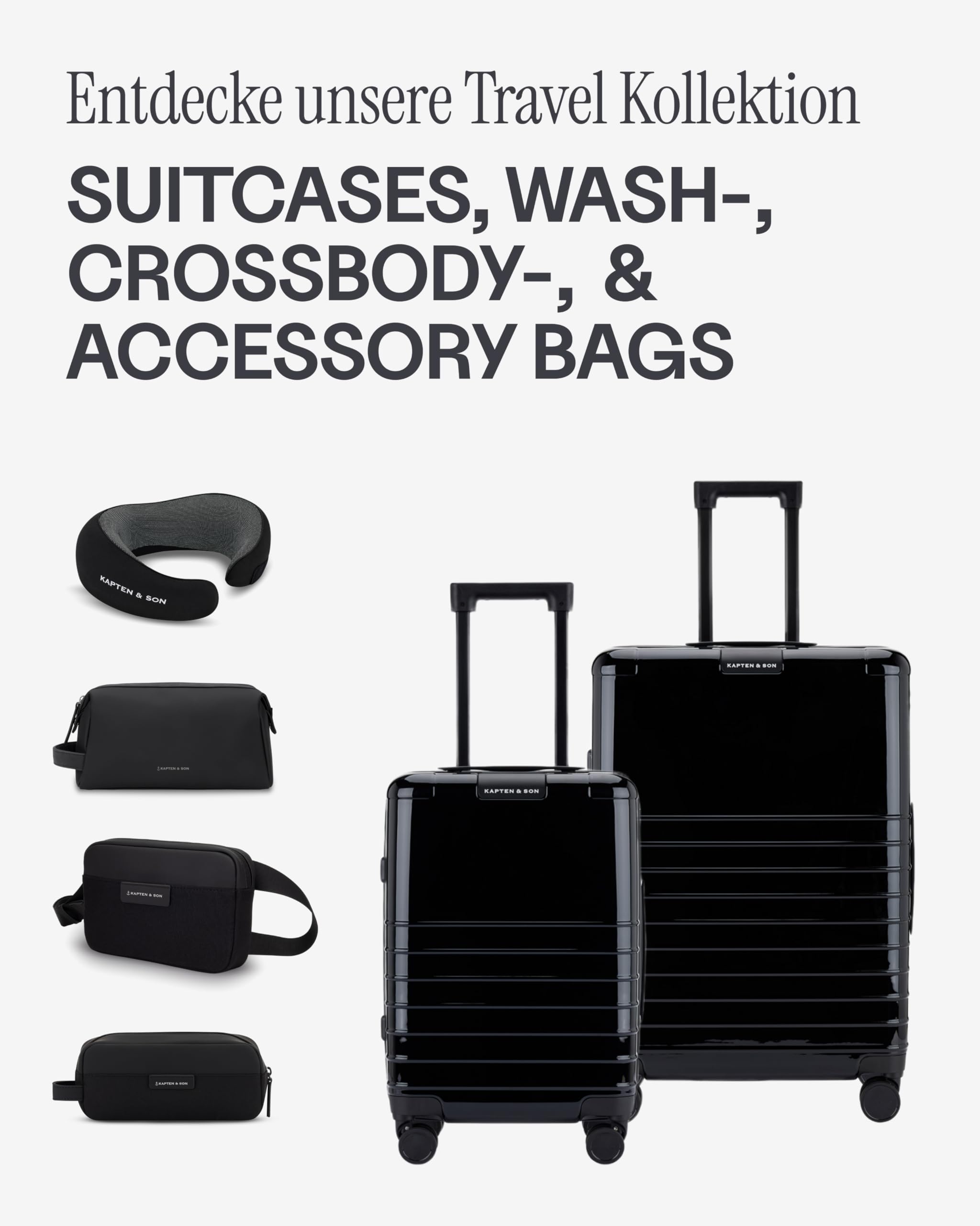 Kapten & Son Packing Cubes Set Small All Black Koffer Organizer 4er Set | 4er Set Packwürfel für Handgepäckkoffer (2x Small, 1x Medium, 1x Large) Koffer Organizer Set aus veganem Tech-Material