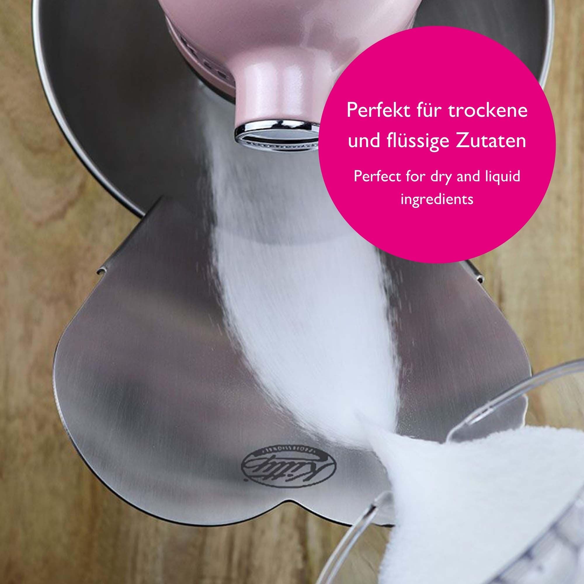 Wypełniacz ze stali nierdzewnej do robotów kuchennych - Kitty Professional: Składniki lejka Kitchen Aid Akcesoria pieczenia Miska mieszania zsypnia pochylnia podajnik napełnianie dodatek osłona