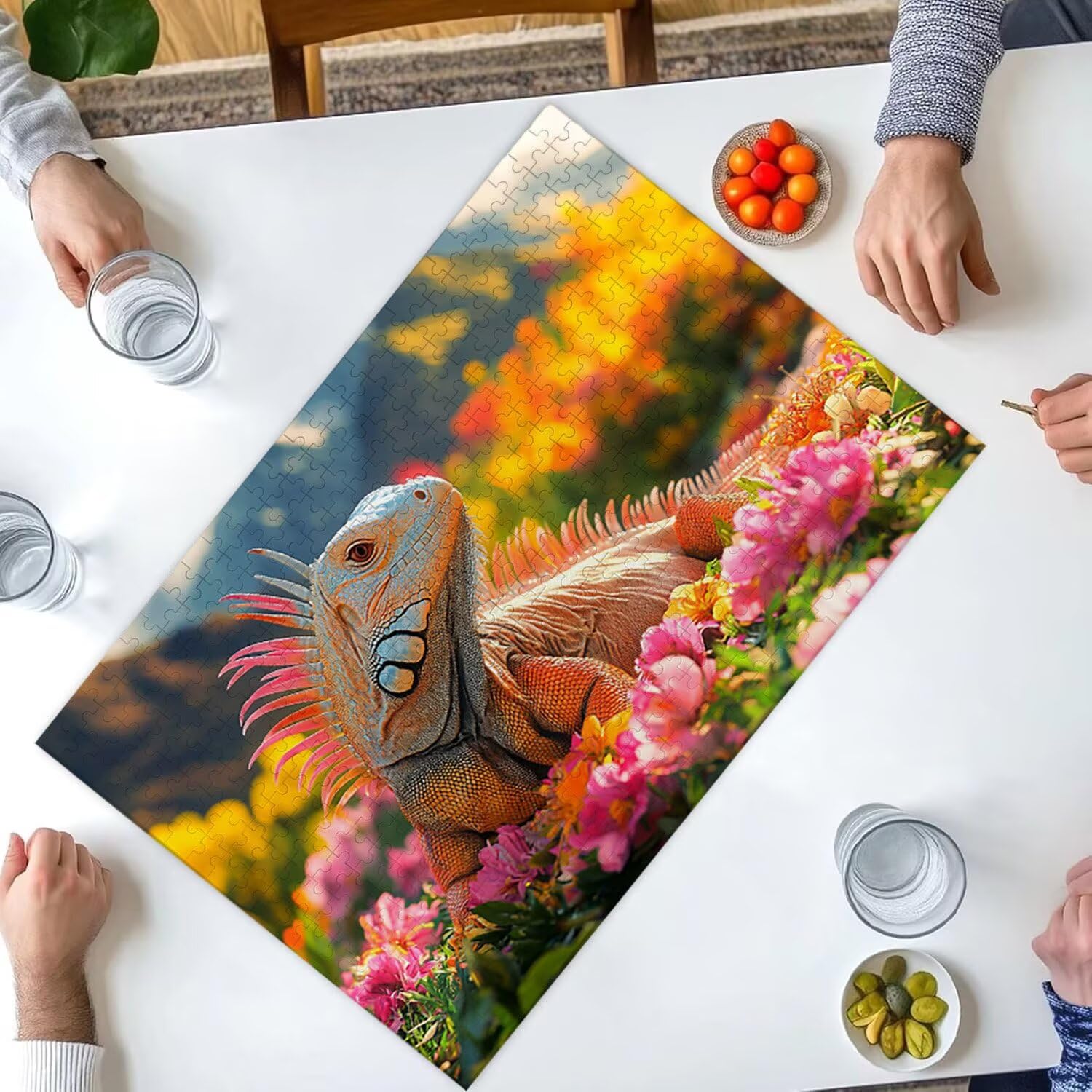 Puzzle 4000 elementów dla dorosłych puzzle dla dorosłych 4000 elementów puzzle wymagające i drażniące mózgi edukacja gra dla całości, prezenty dla mężczyzn, motyw puzzli: (kwiat jaszczurka) h-421