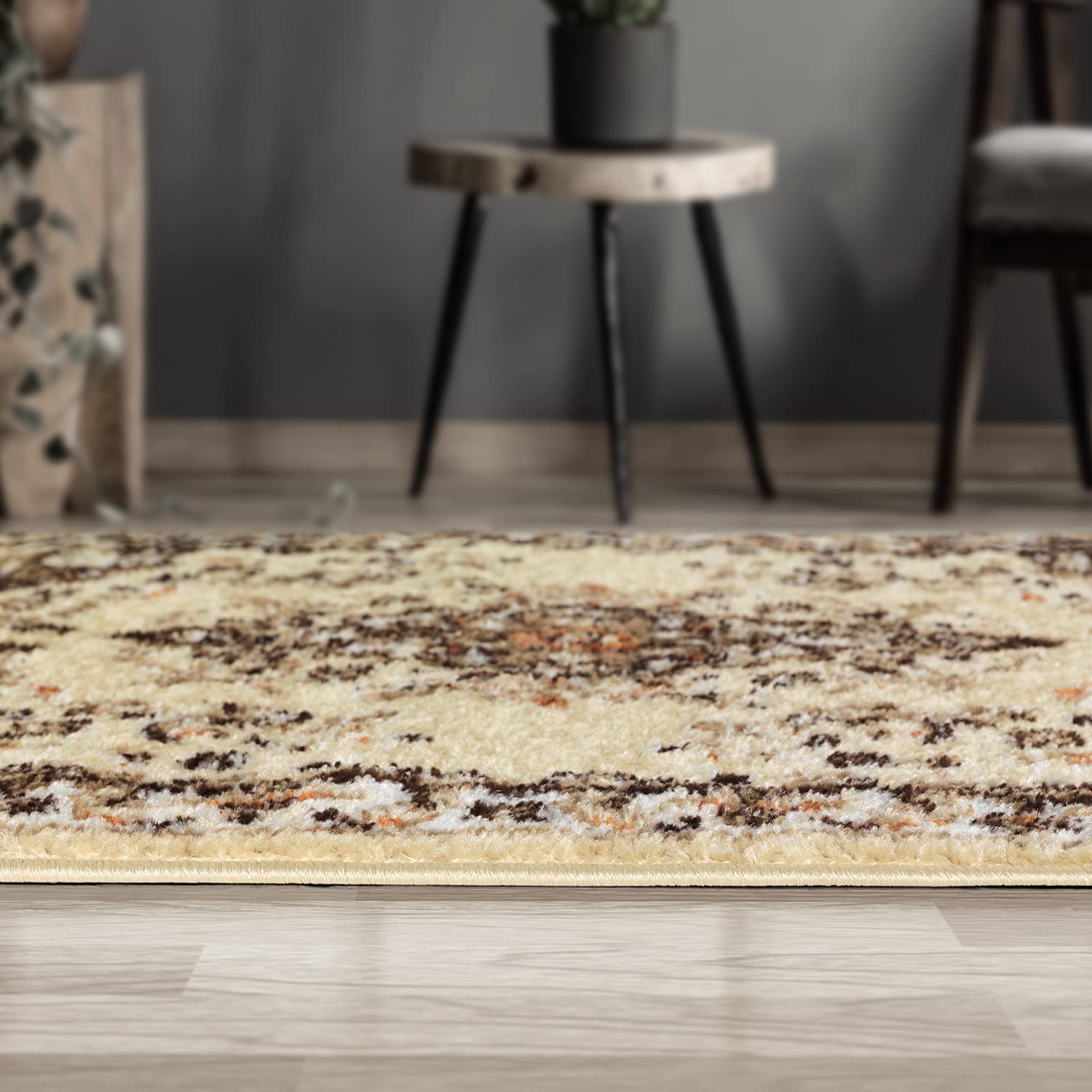 Antep Rugs Oriental 2x3 Traditional Medallion Indoor Runner Rug Siesta (Beige Cream, 2' x 3')