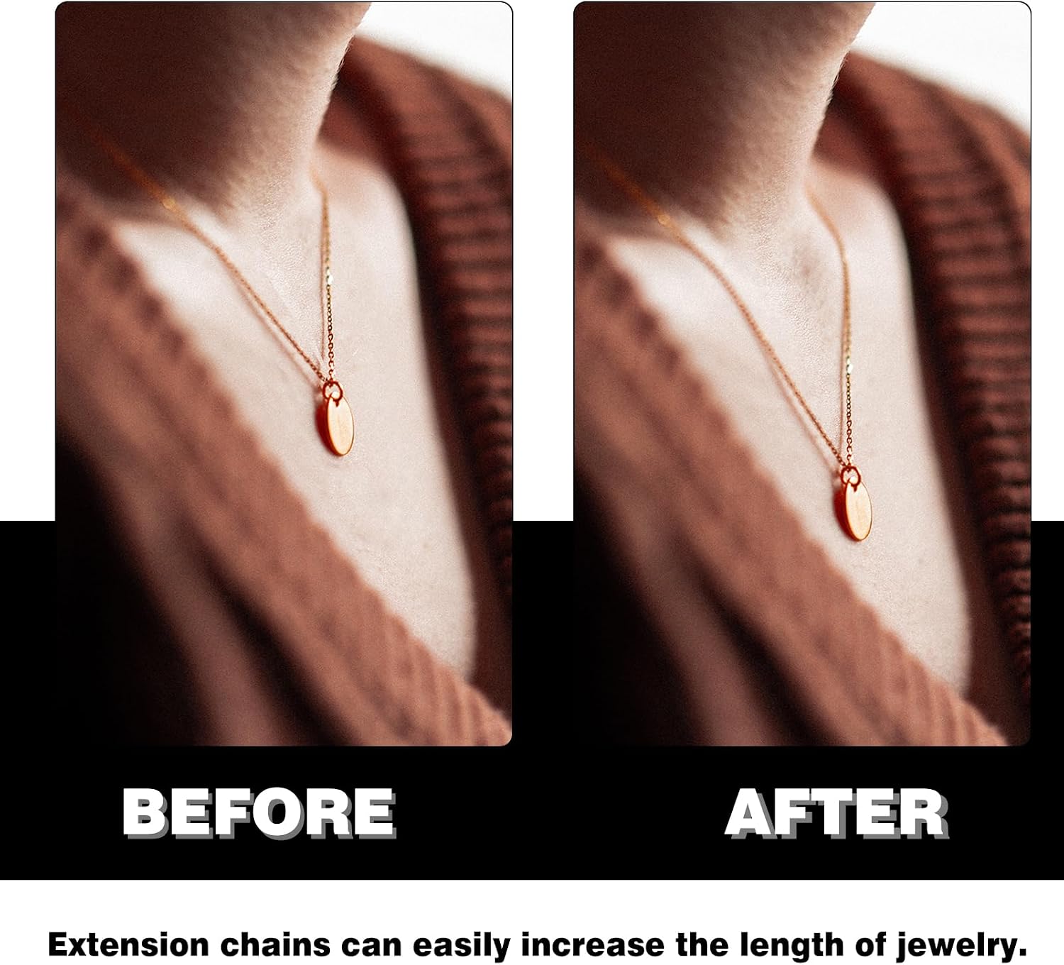 TOAOB 5pcs Stainless Steel Necklace Extenders Black Necklace Extender Chain