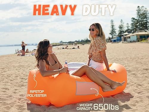 Miniatura 18 de WEKAPO Tumbona inflable, sofá de aire, hamaca, portátil, impermeable y a prueba de fugas, ideal para patio trasero, playa, viajes, camping, picnic