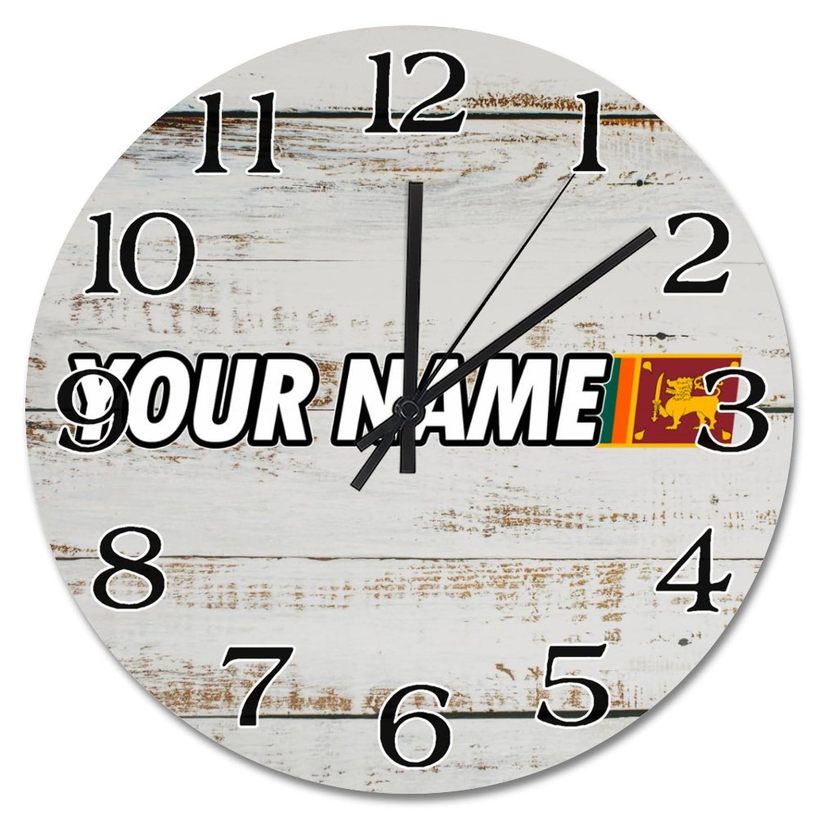 Grande horloge murale silencieuse à piles drapeau Sri Lanka 38,1 cm décoration rustique