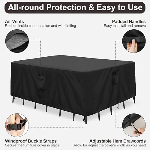 Miniatura 5 de PureFit Fundas para muebles de patio, funda para muebles de mesa de exterior, impermeable, rectangular, juego de sofá modular para terraza, césped y