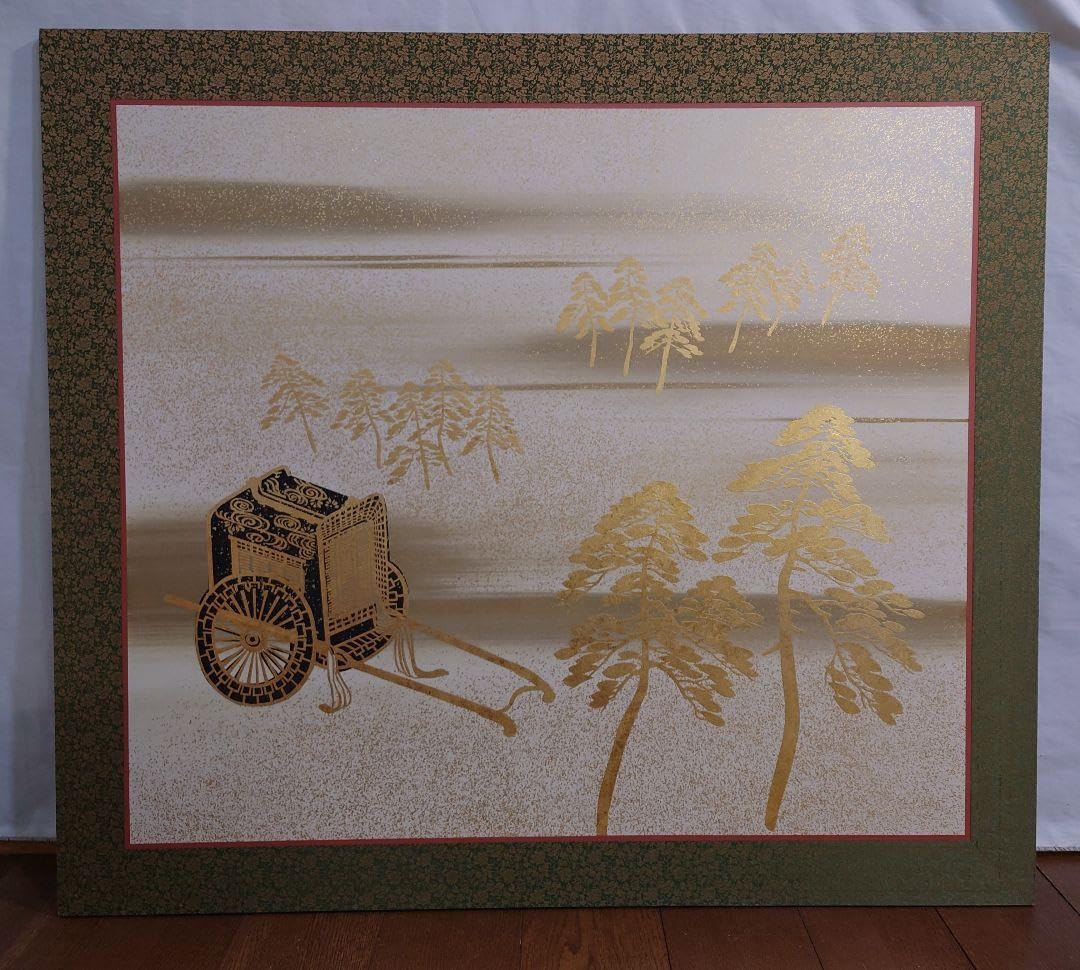 山水画　襖絵　御所車　（価格変更）お飾り襖画　和室壁面飾り画　１枚限定 山水画襖絵御所車（価格変更）お飾り襖画和室壁面飾り画1枚限定