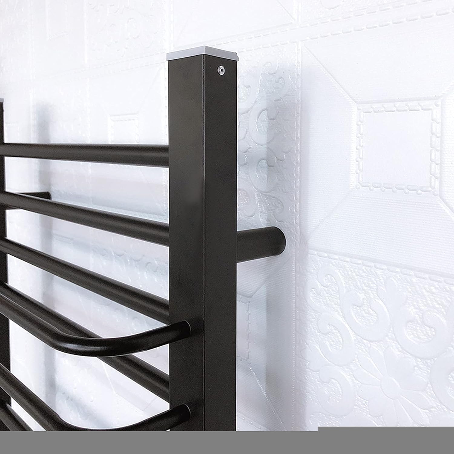 Electric Heated Towel Rack, 16-Bar Wall-Mounted Towel Warmer Drying Rack, Space Aluminum Black Heated Towel Rail for Bathroom with On/Off Switch, 200W, 800×500×110Mm,Plug in (Hardwired)