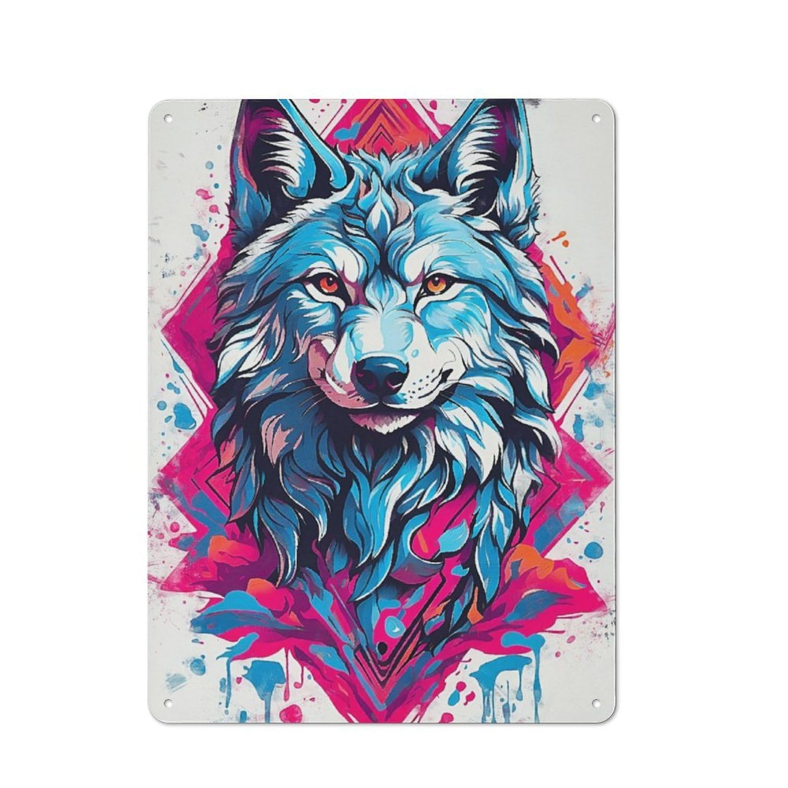 Junmoney Rainbow Howl Metal Plaque 40X30cm With For Workshop Wall, Retro Decor, For Garage, Workshop And Man Cave Decoration
