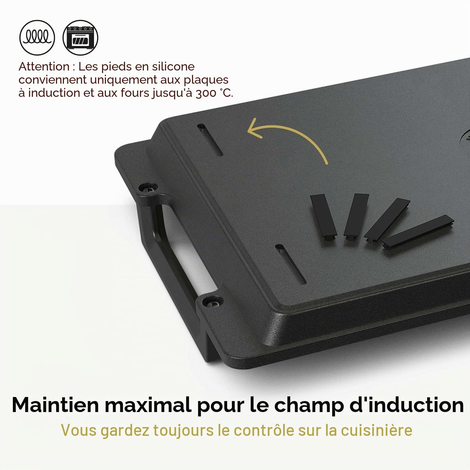 Hoffmann Plancha Teppanyaki 41x24 cm I avec Poignées Latérales I Compatible Induction I Grill Barbecue Plaque de Cuisson I Revêtement Antiadhésif I Surface Lisse