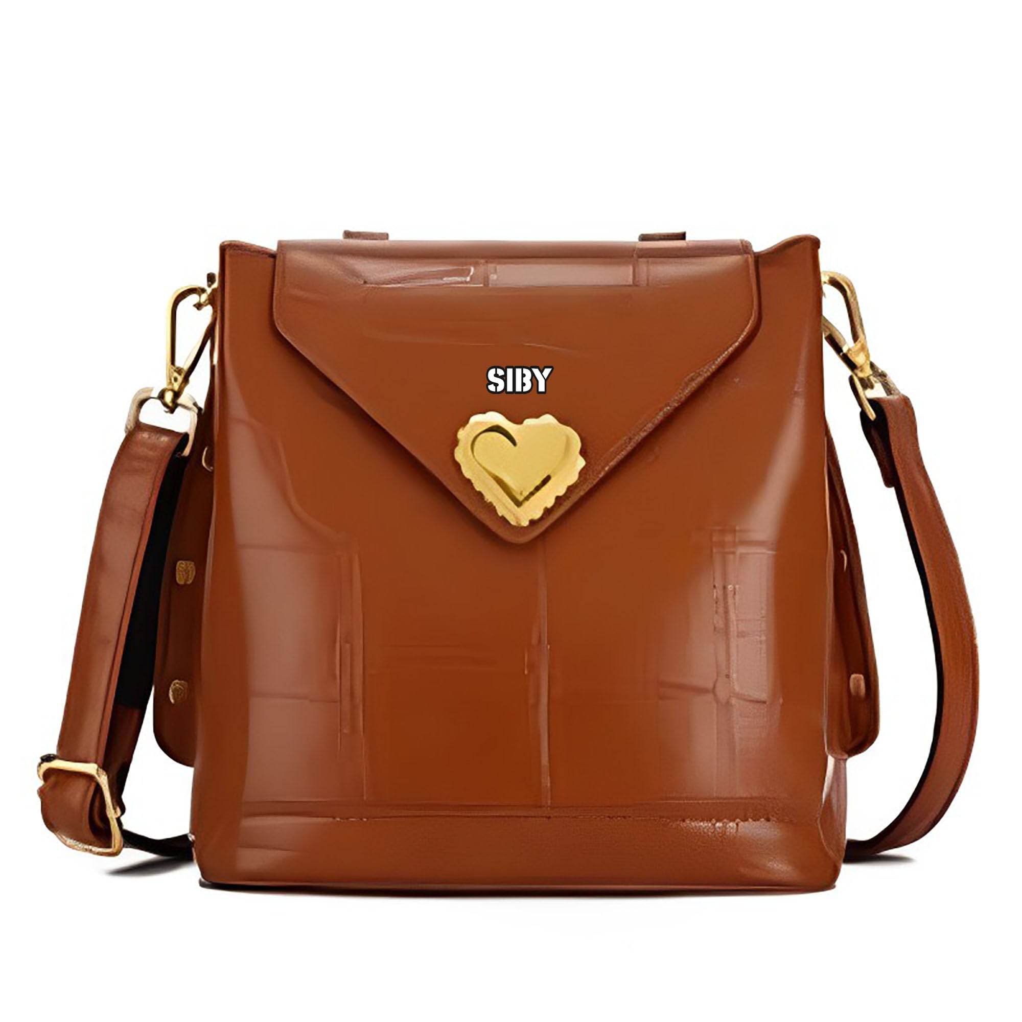 SIBY Heart Backpack - PU Material, Waterproof, Compact Design with 5 Compartments, Trendy Heart Shape (Brown) (B0CSG55ZFK) Amazon Price History, Amazon Price Tracker
