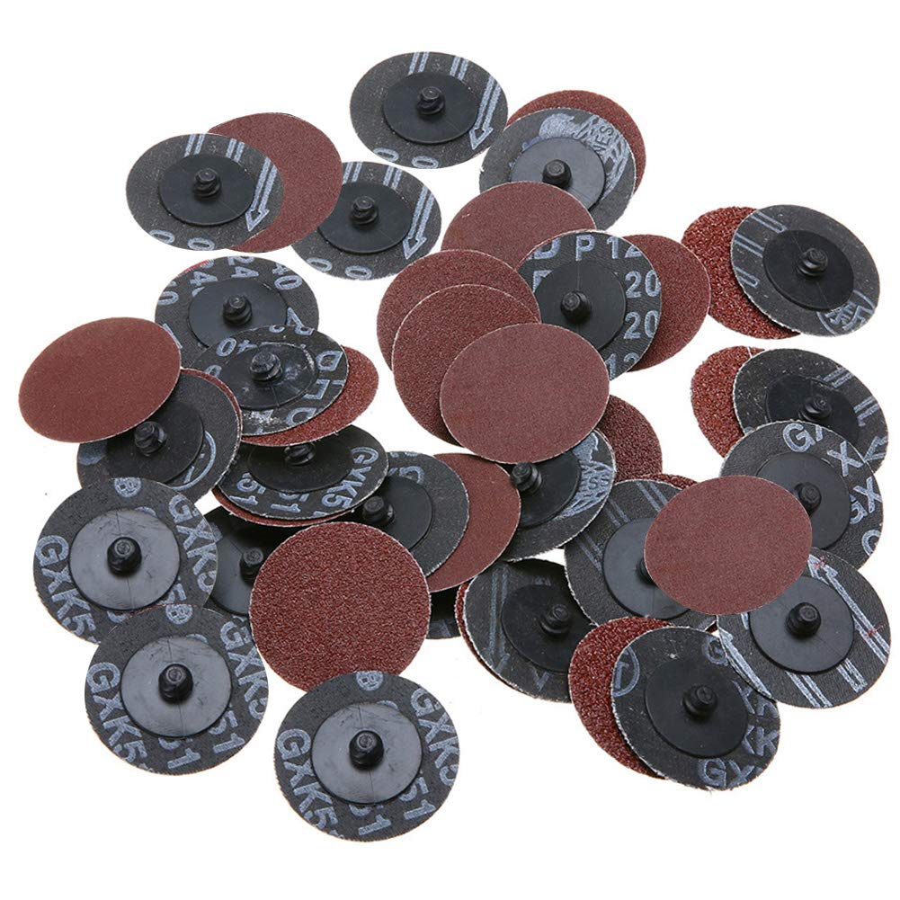 Yakamoz 40Pcs 2 Inch Roll Lock Sanding Disc Mixed Pack Roll