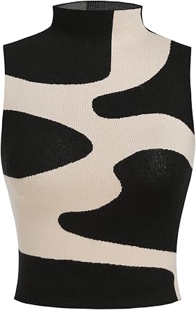 CIDER Knitted Zebra Stripe Sleeveless Crop Top