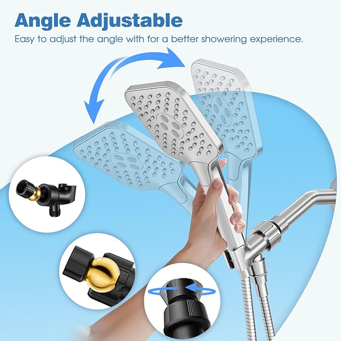 Regadera de Mano Gabrylly con Cabezal de Alta Presión, 3 Configuraciones, Acero Inoxidable miniatura 5