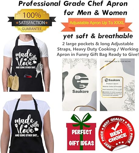 Miniatura 7 de Delantales divertidos para mujeres y hombres, delantal de cocina novedoso con 2 bolsillos, bonitos regalos de repostería para panaderos, regalos de