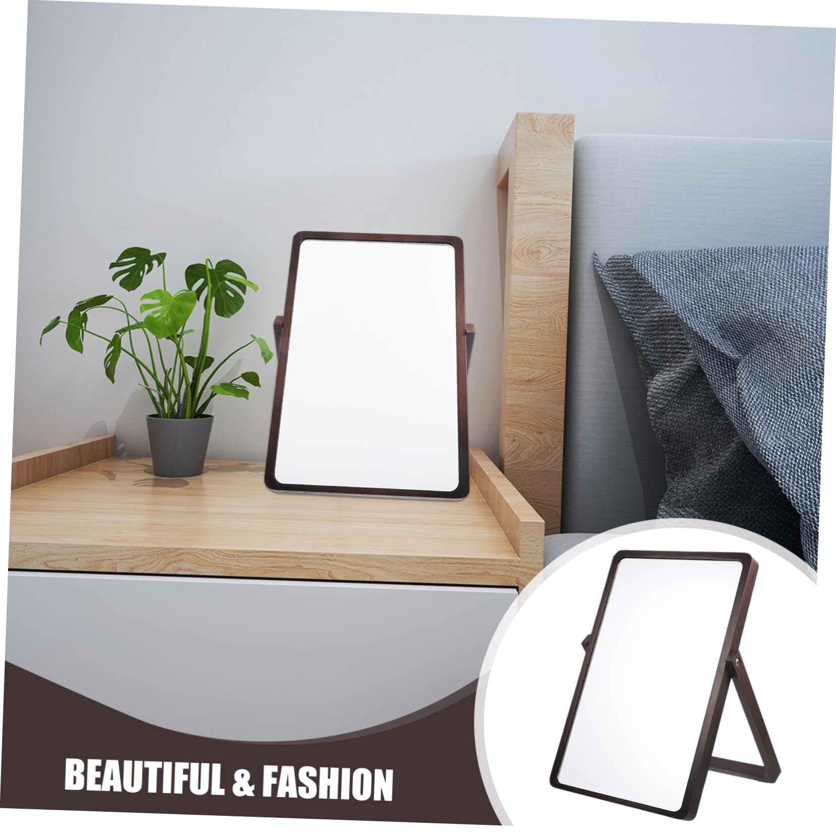 Espejo de Maquillaje de Escritorio de Madera Espejo de Tocador Hogar Plegable para Maquillaje el Dormitorio
