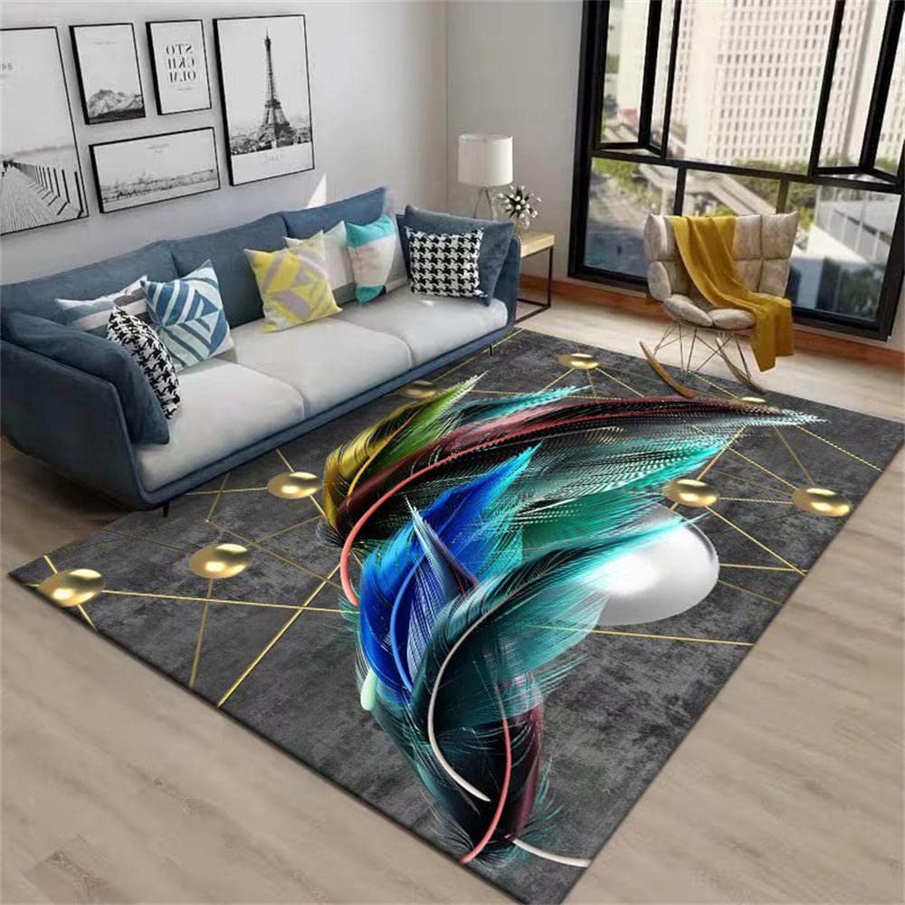 Tapis chambre bebe de style abstrait minimaliste moderne motif plume