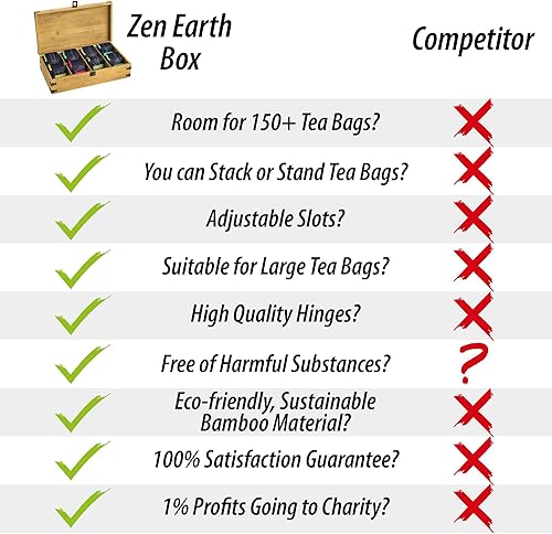 Miniatura 90 de Caja organizadora de té de bambú sin productos químicos, ecológica, grande, alta y ajustable, baúl de almacenamiento de madera natural