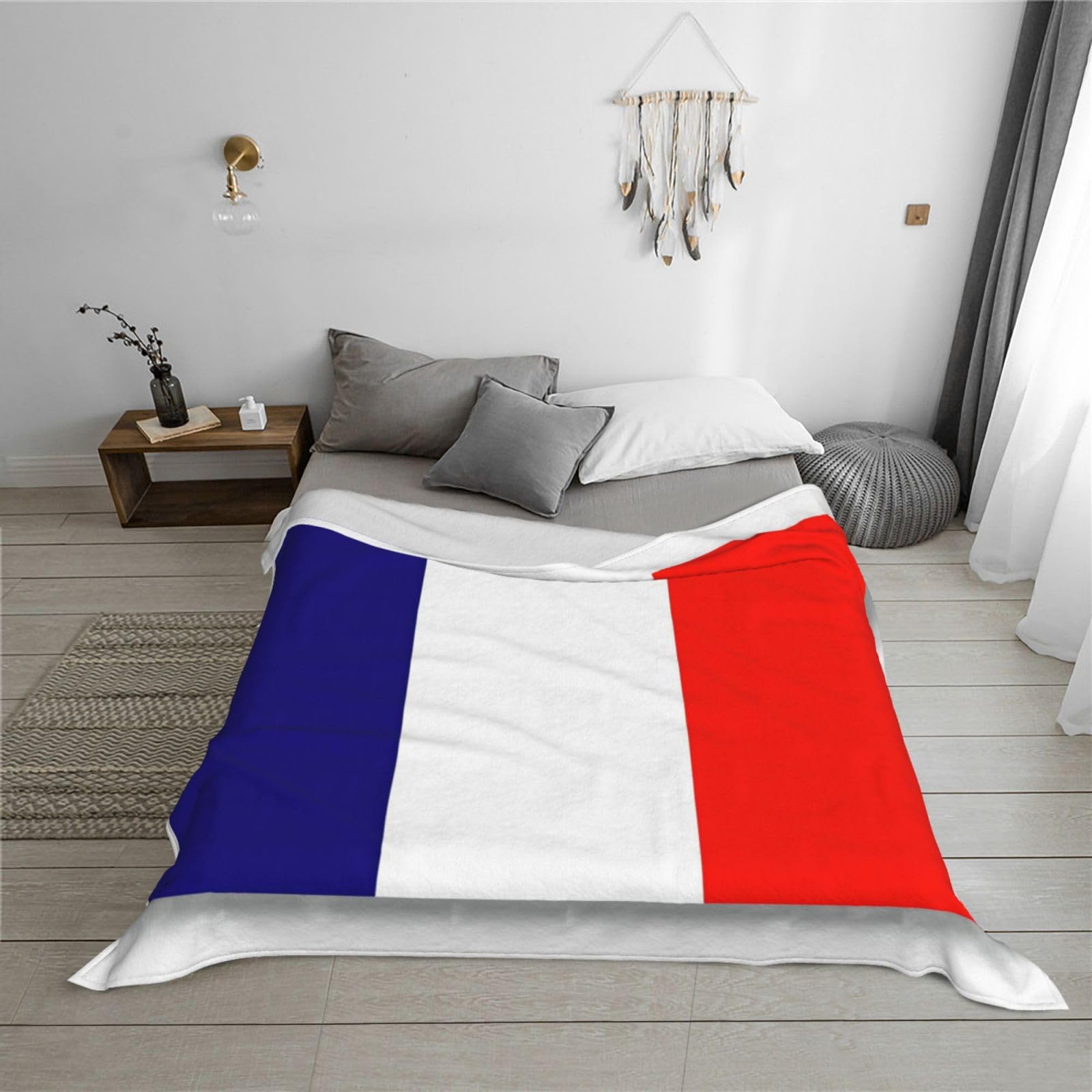Gewichtete Decke mit französischer Flagge, 76,2 x 101,6 cm, weiches Flanell, wendbar, gemütlich, extra warm, Decke für Bett, Couch