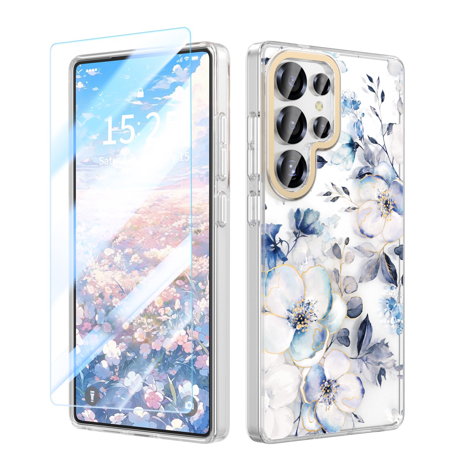 MILPROX Case for Samsung Galaxy S25 Ultra - Slim Fit Floral S25 Ultra Cover, Elegant Feminine Flower Design, Ultra-Thin Anti-Yellowing Protective Cute