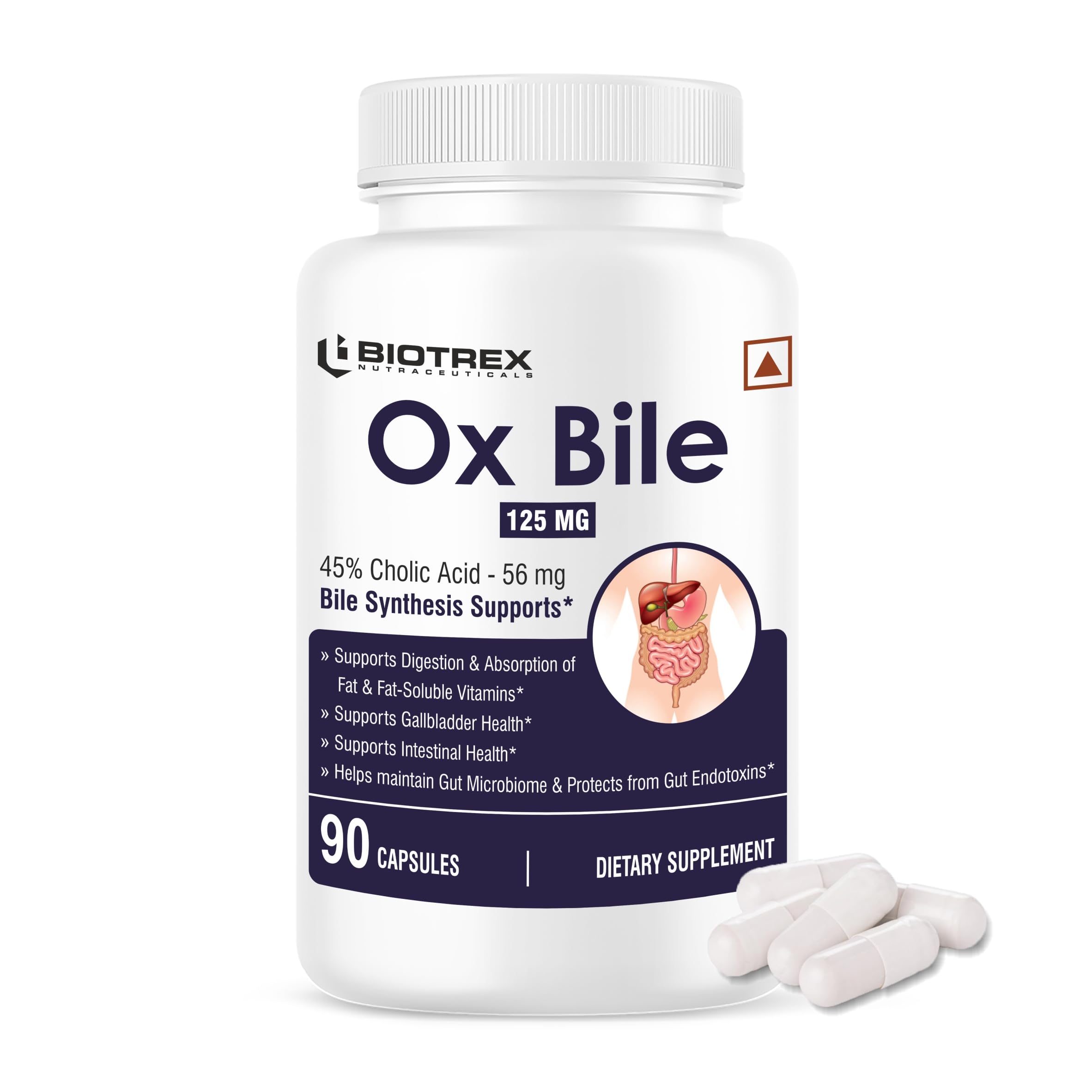 Biotrex Nutraceuticals OX BILE EXTRACT 125mg, 45% CHOLIC ACID, Supports Gallbladder Health & Supports Healthy Digestion, Bile Synthesis Support, (Gluten Free & Non-GMO) - 90 Capsules (B0D2DKVH5L) Amazon Price History, Amazon Price Tracker