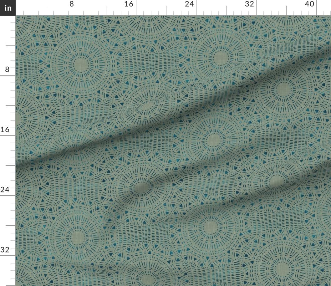 Spoonflower Fabric - Muted Sage Mandala Bohemian Green Rustic Boho Distressed Weathered Printed on Petal Cotton Fabric Fat Quarter - Sewing Quilting Apparel Crafts Decor