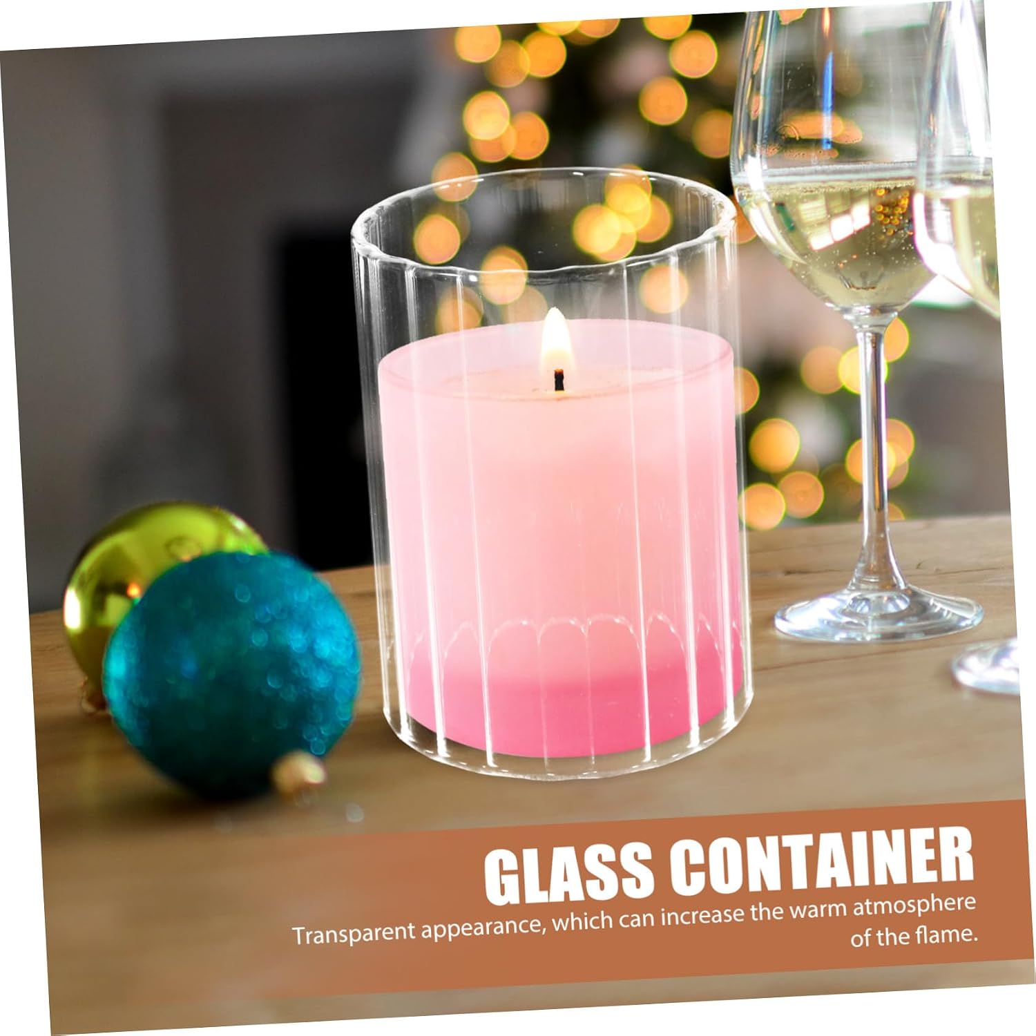DOITOOL Glass Candle Shades 3pcs Set (6x10cm, 6x15cm, 6x20cm) Striped Open Ended Hurricane Candle Holder Tubes for Home and Wedding Decoration
