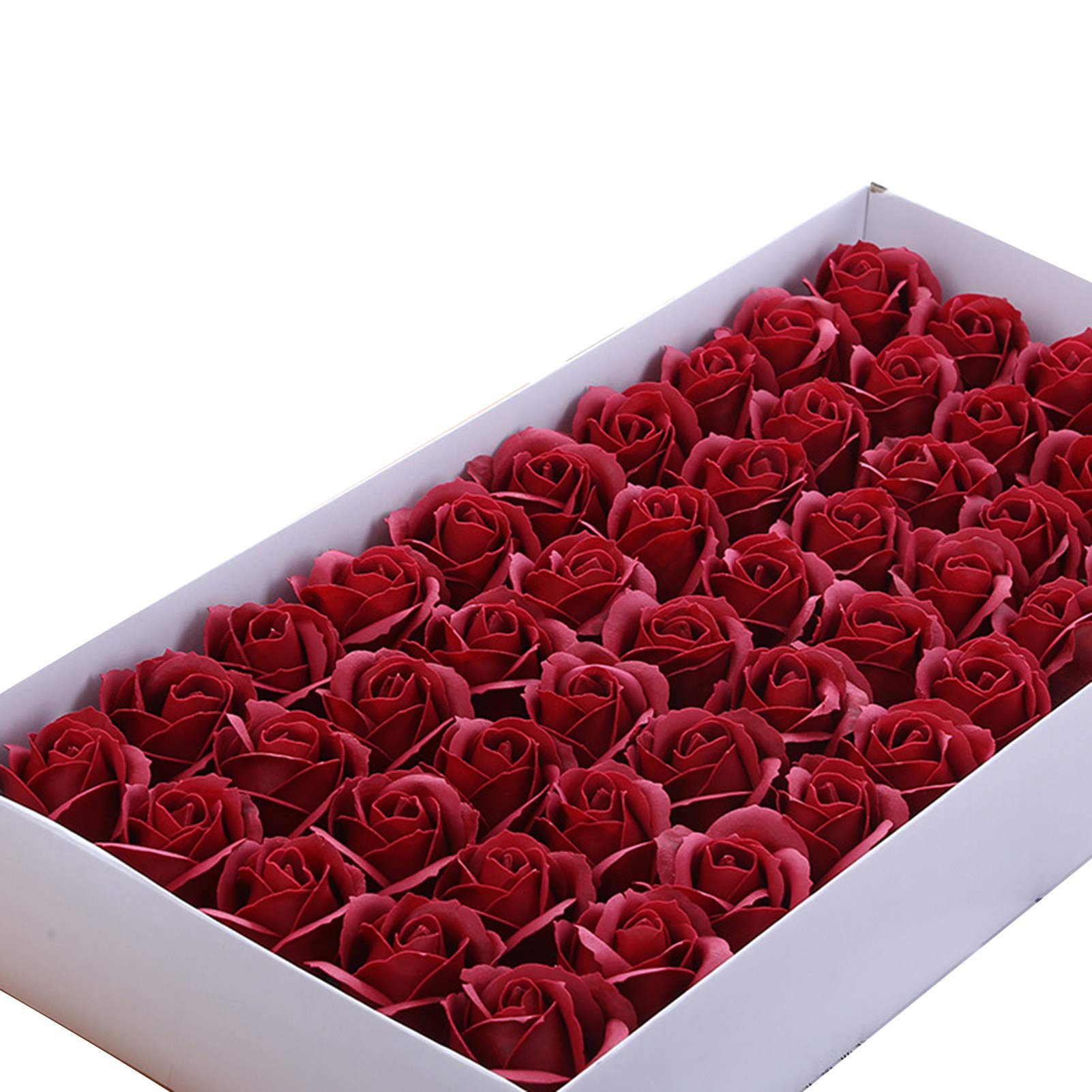 50 pièces Fleur de Savon Rose Artificielle à 3 Couches, Cadeau de décoration de Fleur parfumée pétale de Rose pour la Saint-Valentin, la fête des mères, Le Mariage, Noël
