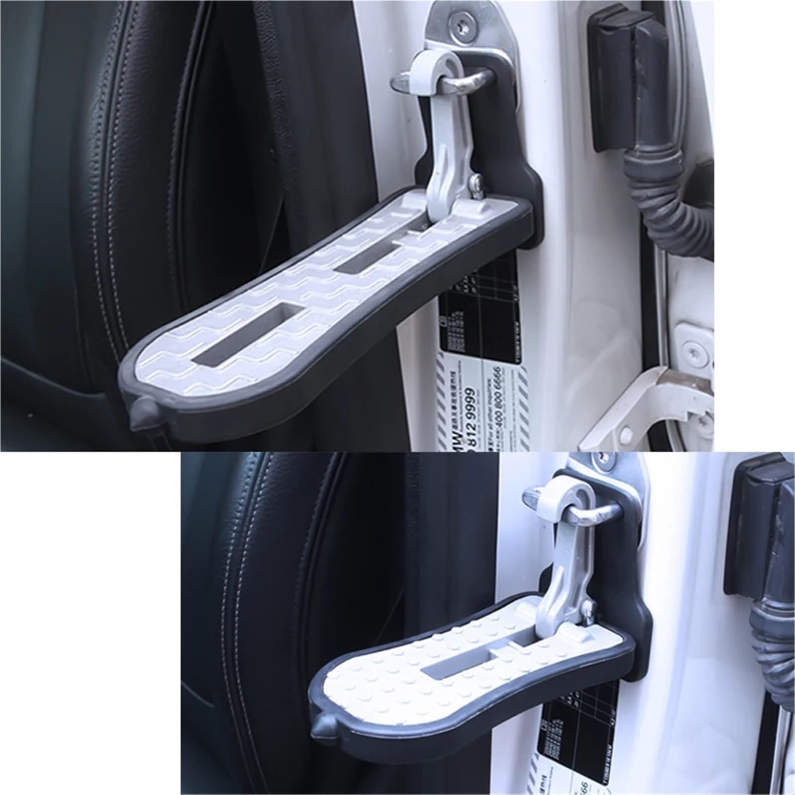 estribo SUV Portaequipajes plegable para techo de coche, puerta paso, gancho pestillo universal, pedal auxiliar, escalera para equipaje automático(Extended In Silver)