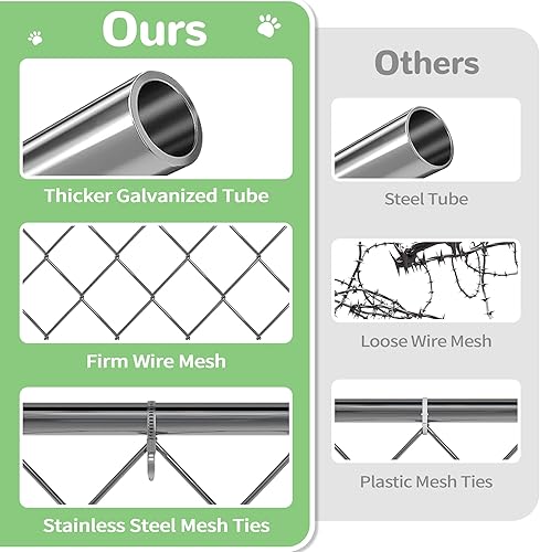 Miniatura 6 de Perrera para perros al aire libre, 6.9 pies de largo x 6.9 pies de ancho x 7.5 pies de alto, perrera de alambre de metal para perros grandes, corral