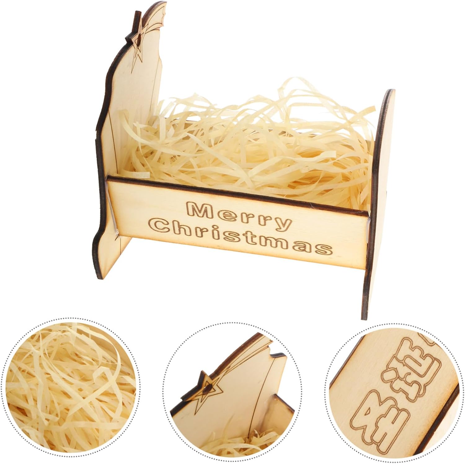Mini Manger Bed Jesus Ornament Nativity Scene Supplies Wooden Nativity Barn Stable Outdoor Decor