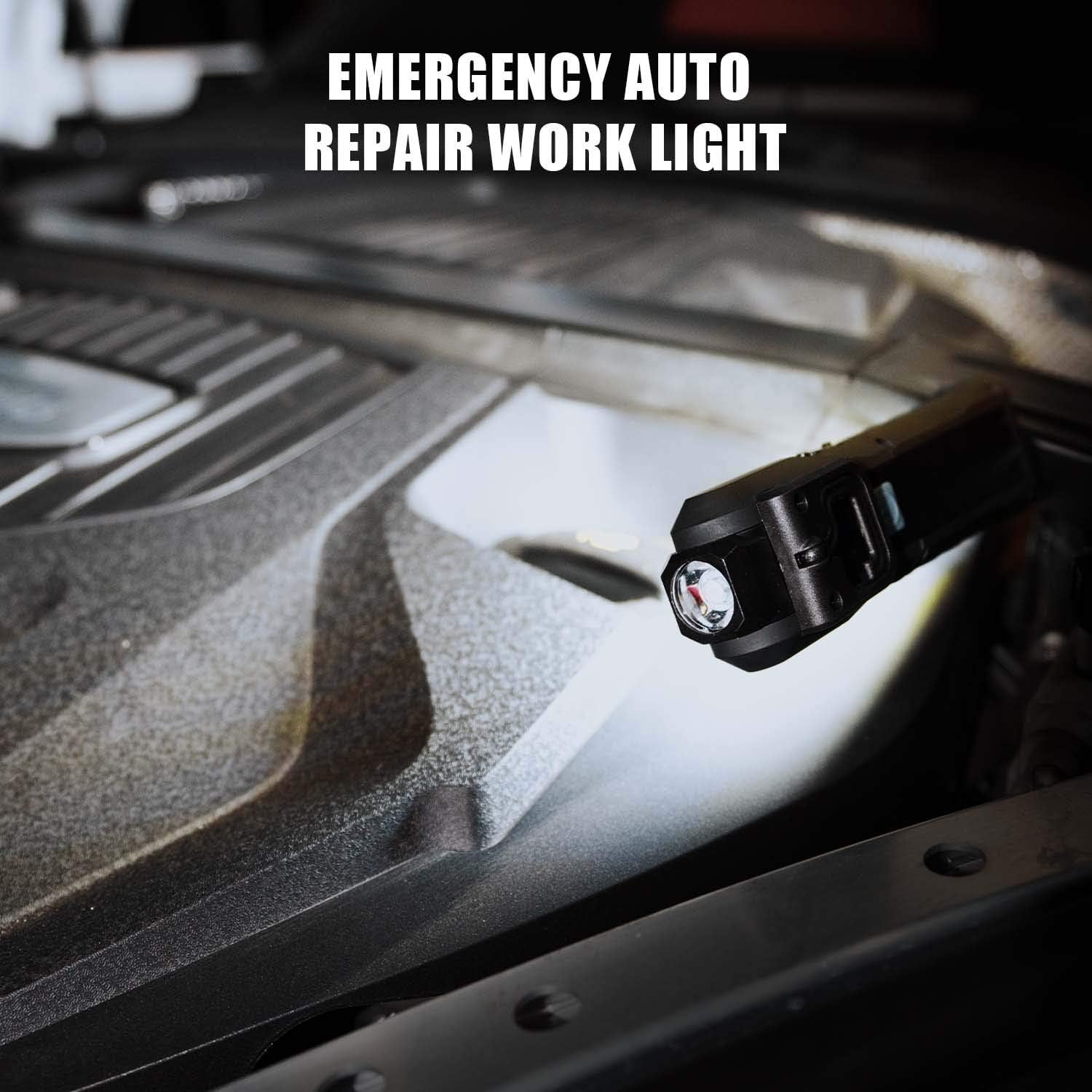 Led Work Light, 900LM COB Portable Rechargeable Work Lights, Magnetic Flashlight, 3 Modes Bright Mechanic Light with Magnetic Base, Clip, Hook for Car Repairing, Camping, Hiking, Outdoor, Emergency
