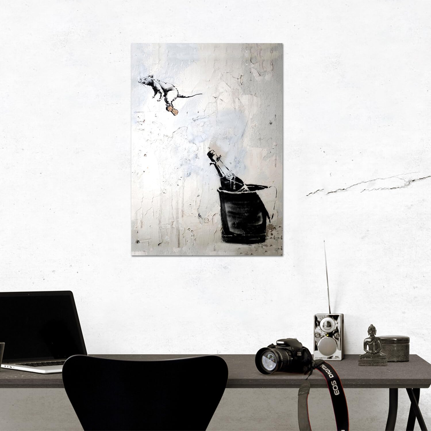Banksy Maus auf dem Flaschenverschluss Acrylglas Gemälde 70x100 Moderne Kunst