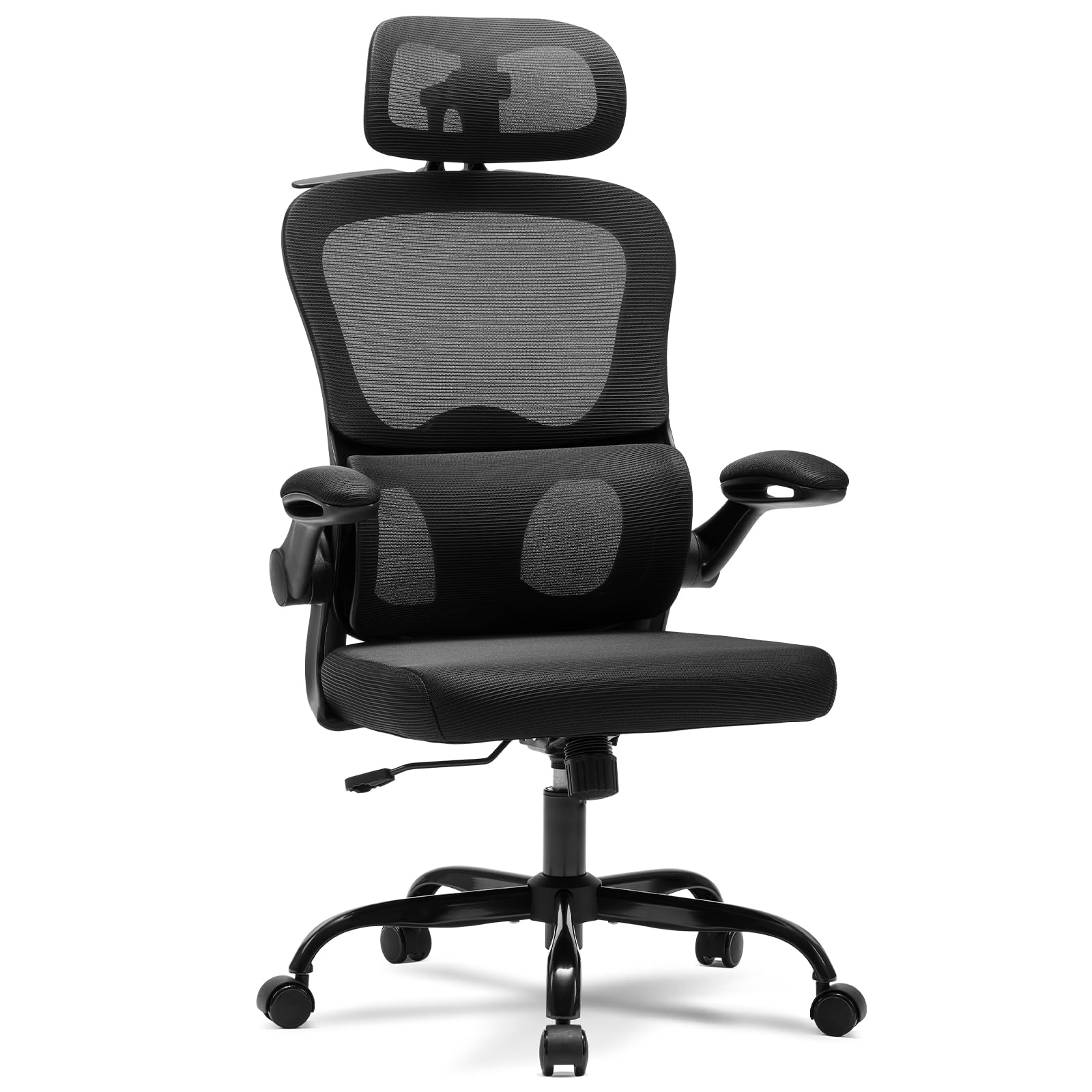 Magic Life Chaise de Bureau Ergonomique Coussin Rebondissant Haute Densité Confortable Respirante Travail Domicile Bureau Noir