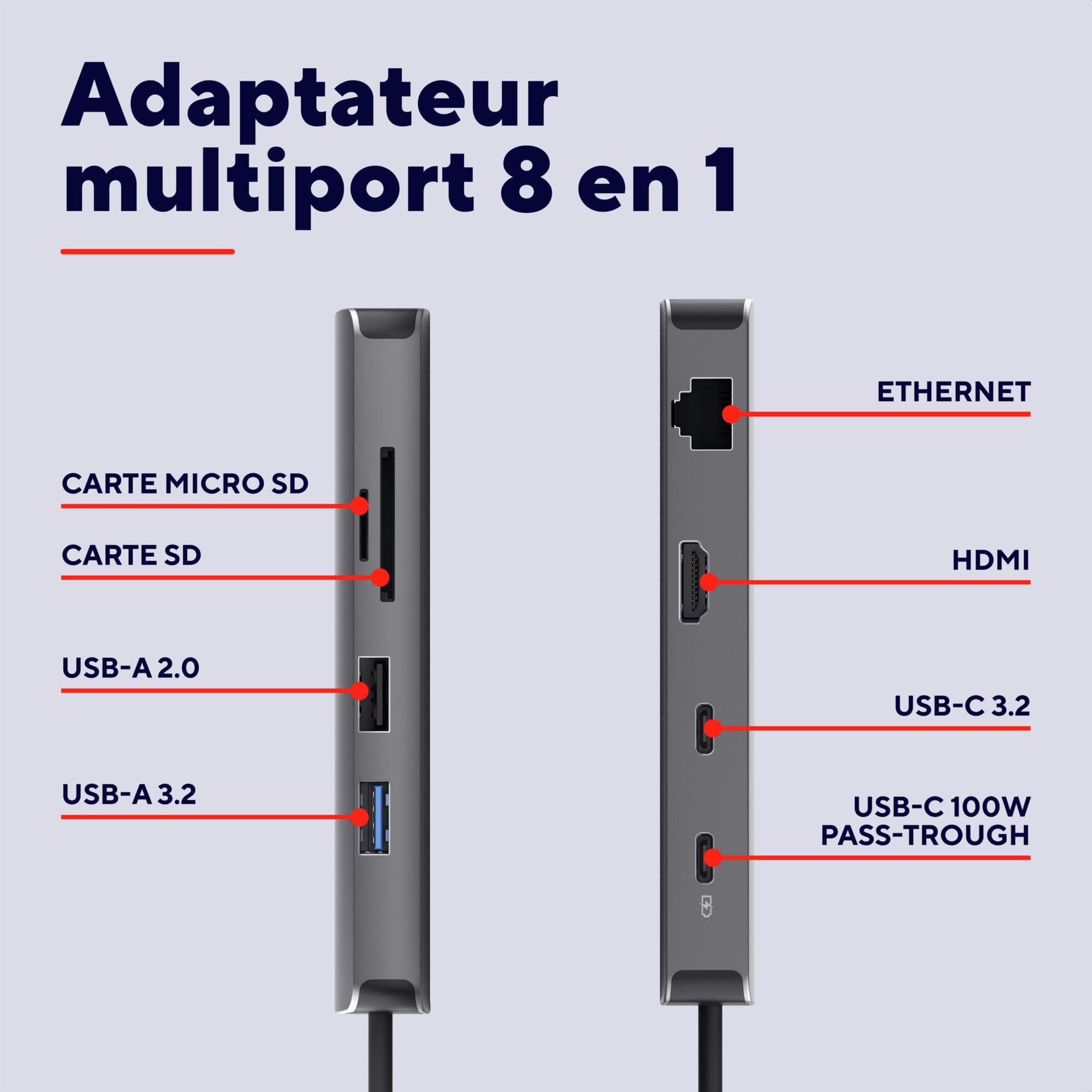 Image secondaire de Trust Vylor Hub USB C 8-en-1 avec HDMI 4K, Ethernet et Lecteur de Cartes