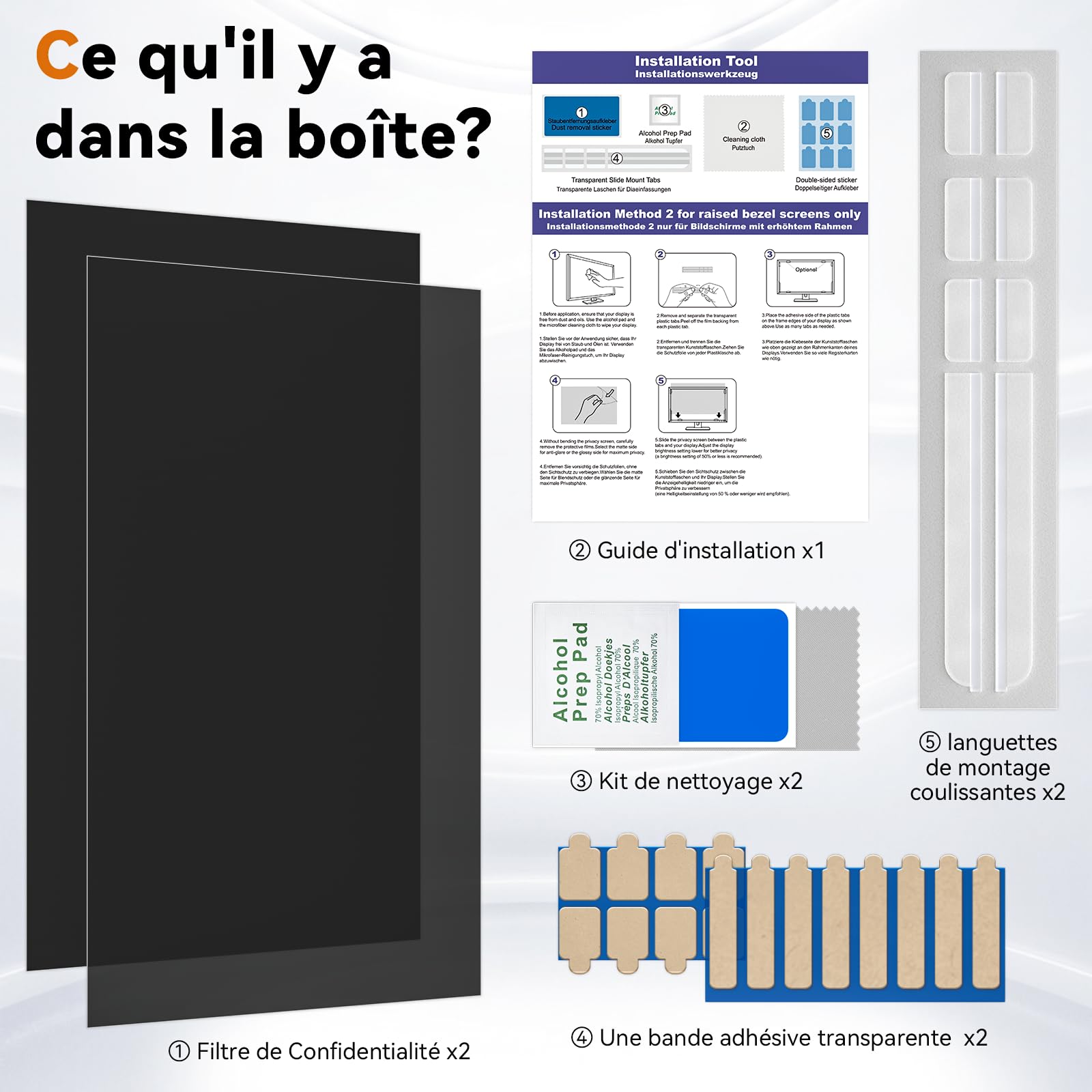 2 unidades de pantalla de privacidad para ordenador de 24 pulgadas, aspecto 16:9, filtro extraíble privacidad de 24 pulgadas, anti espía, antideslumbramiento/anti luz azul/anti-arañazos protector de
