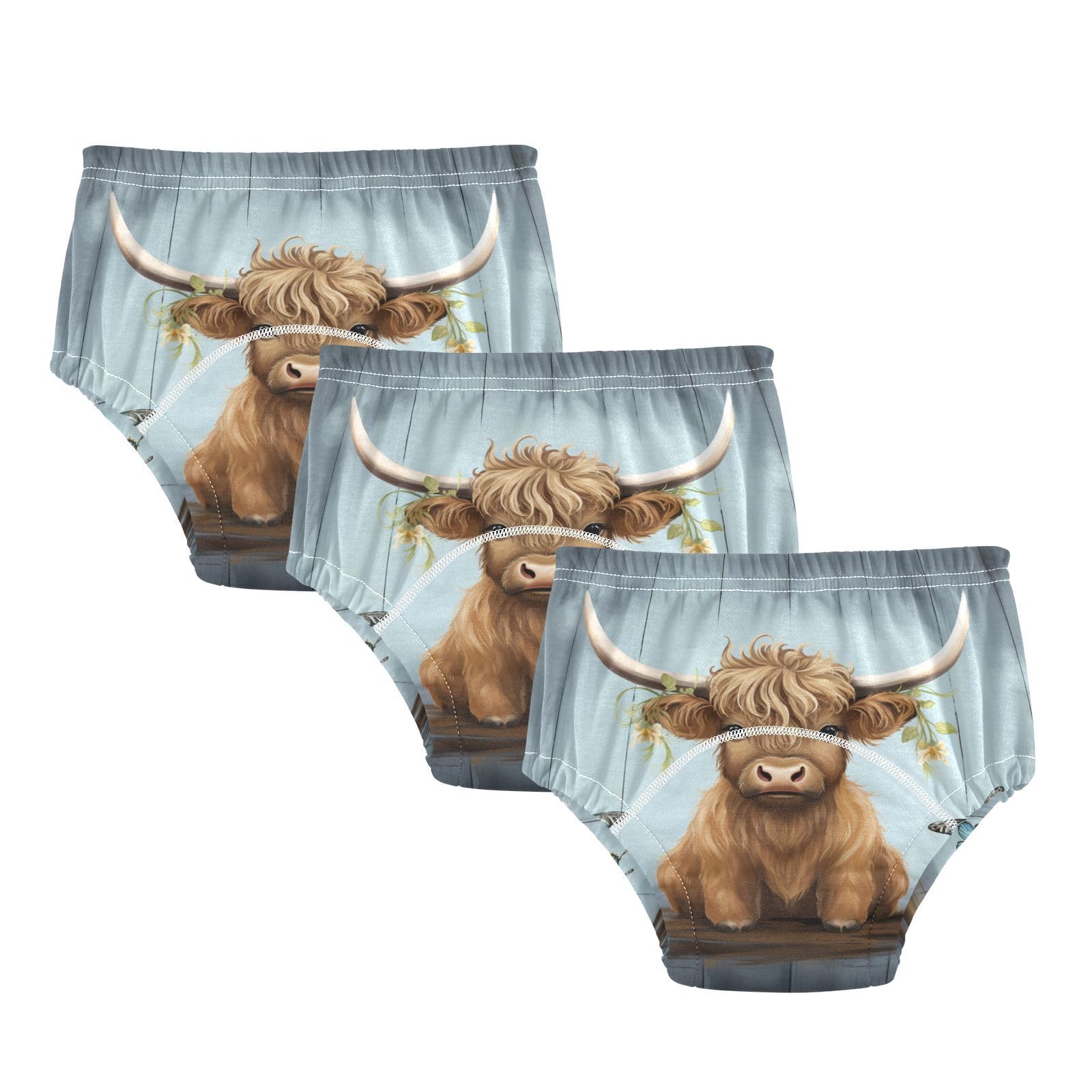 Toddler Potty Training Underwear Highland Cow Baby Cotton Absorbent Toilet Training Pants for Boys Girls 2T-5T